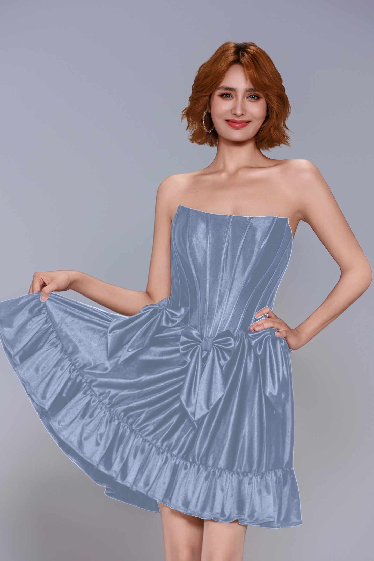 A-Line Mini Stretch Satin Homecoming Dress CS1015