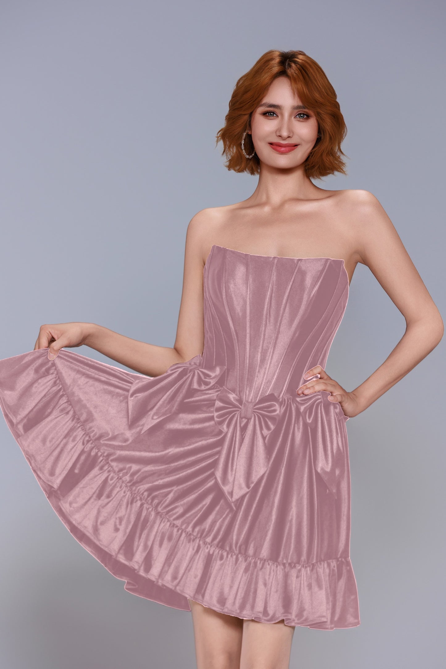 A-Line Mini Stretch Satin Homecoming Dress CS1015