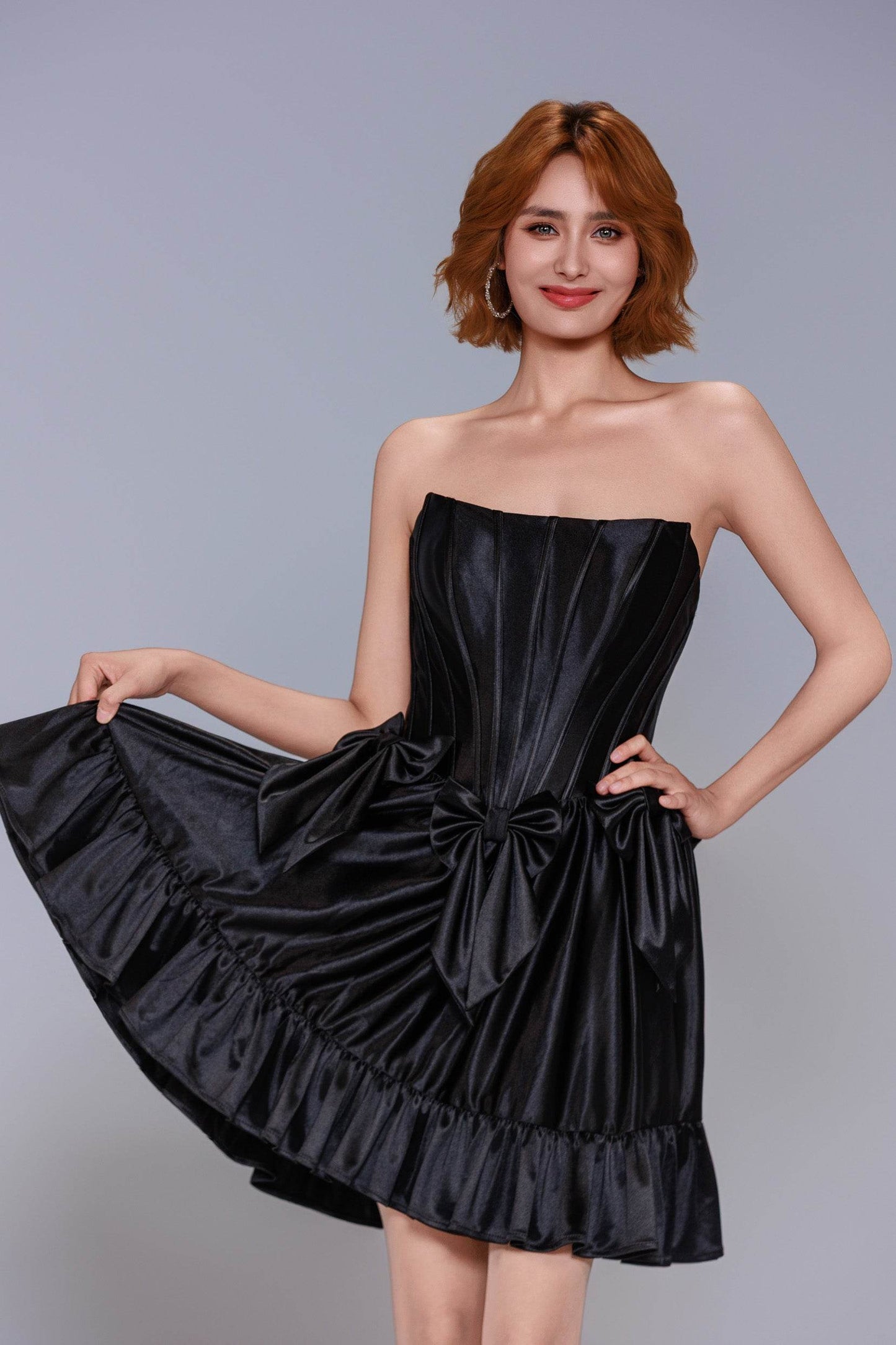 A-Line Mini Stretch Satin Homecoming Dress CS1015 - COCOMELODY