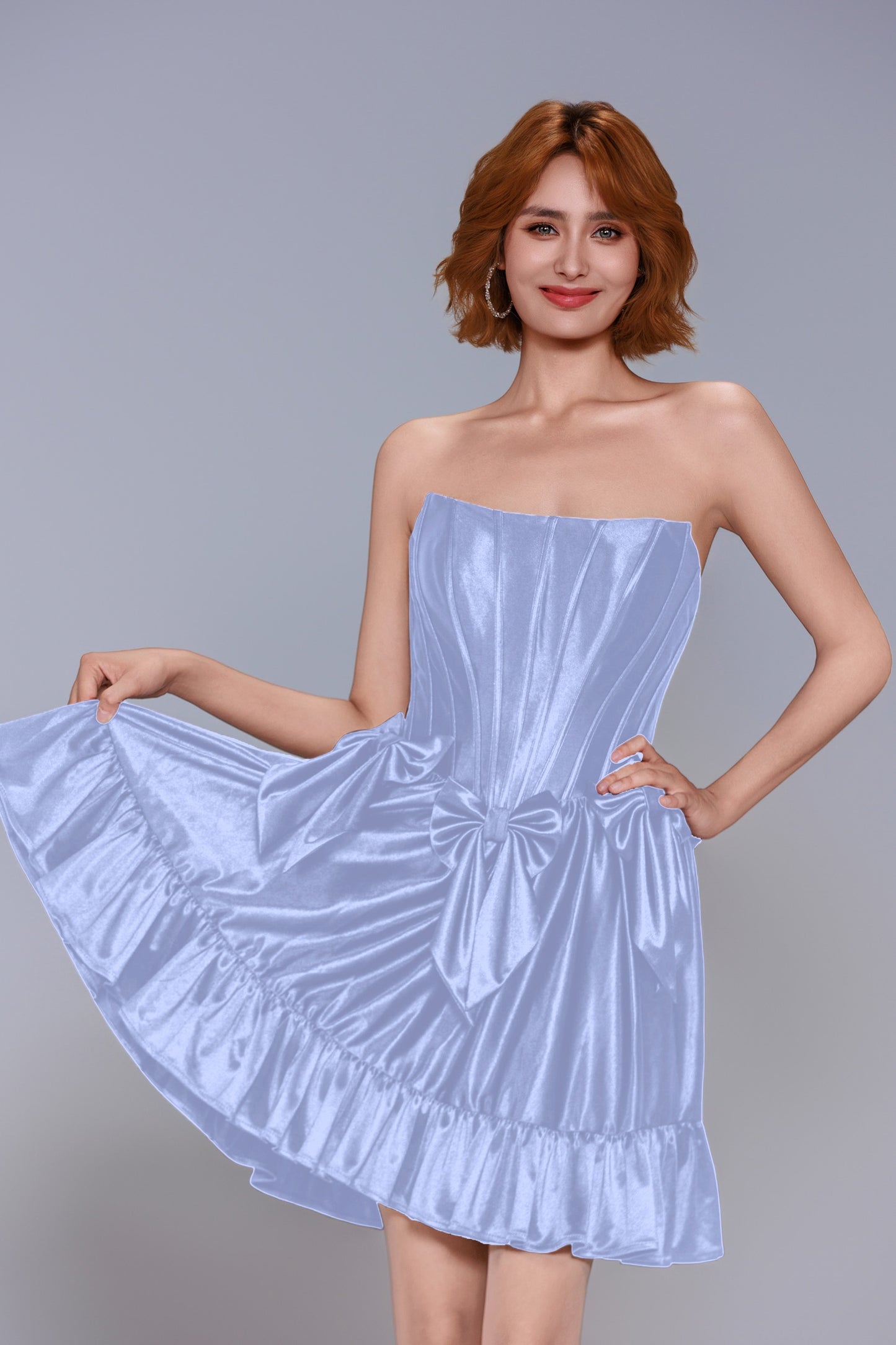 A-Line Mini Stretch Satin Homecoming Dress CS1015