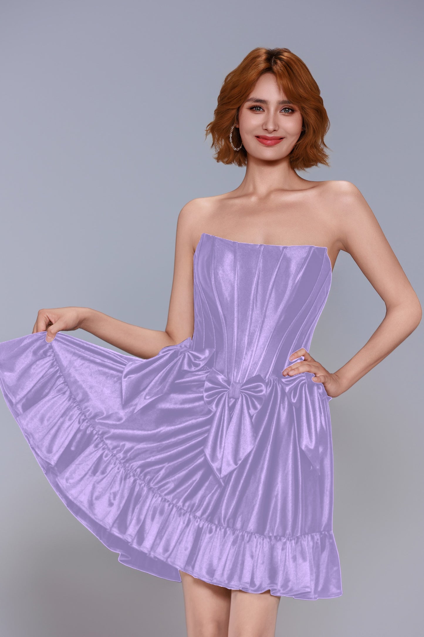 A-Line Mini Stretch Satin Homecoming Dress CS1015