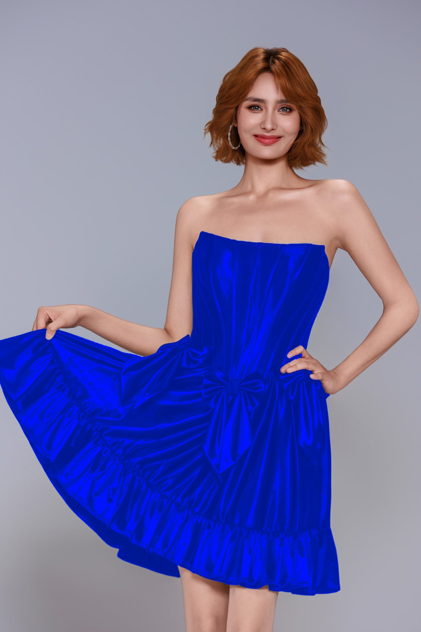 A-Line Mini Stretch Satin Homecoming Dress CS1015