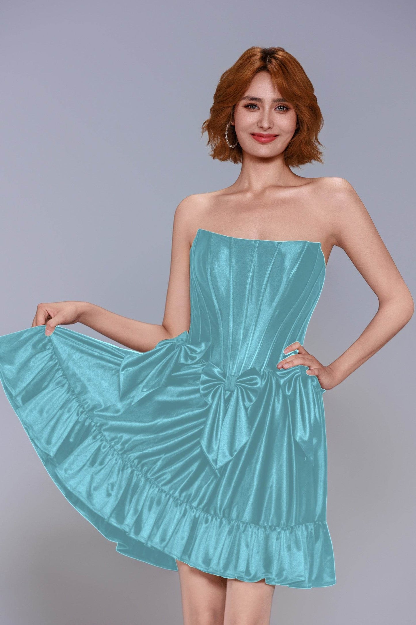 A-Line Mini Stretch Satin Homecoming Dress CS1015 - COCOMELODY