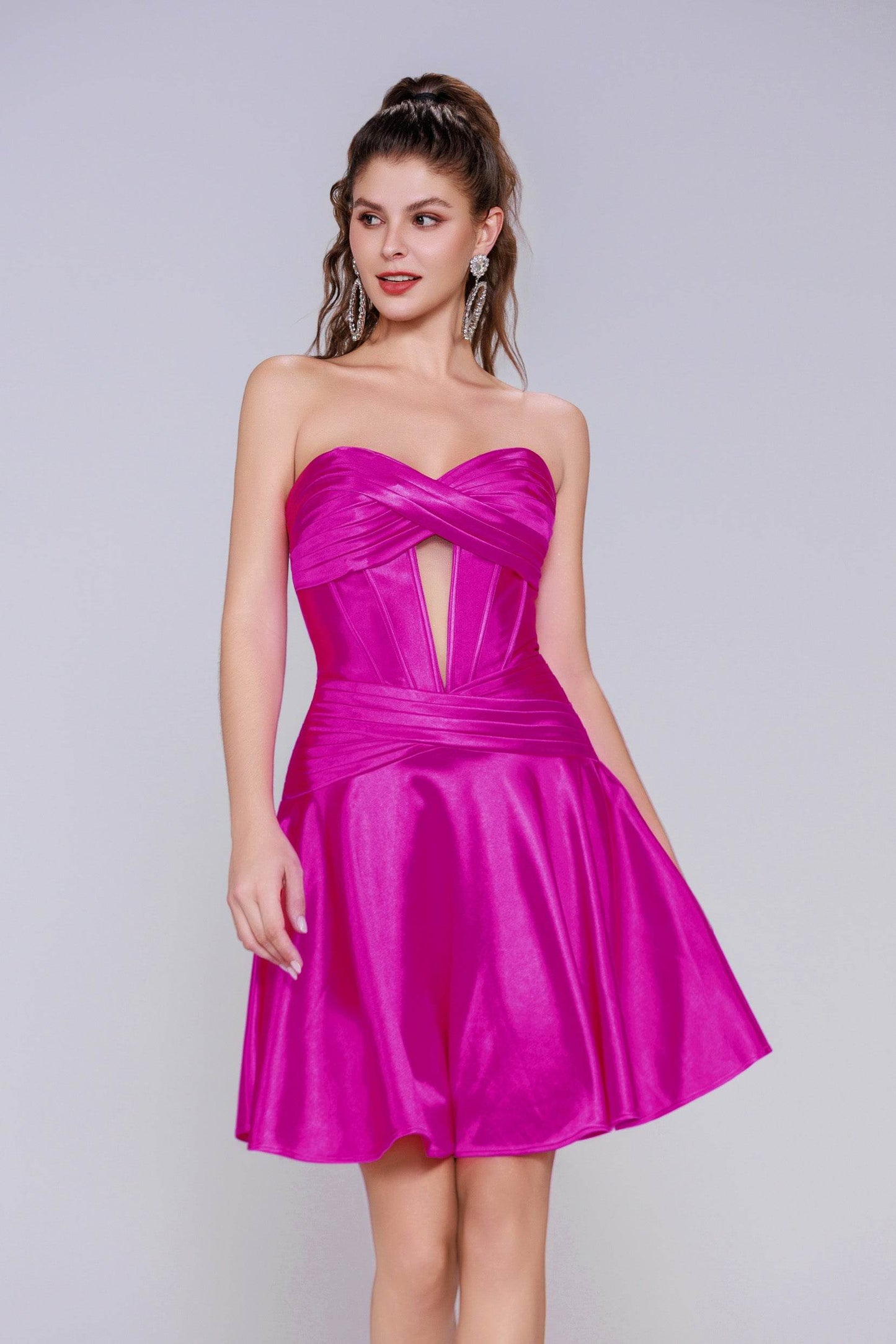 A-Line Mini Stretch Satin Homecoming Dress CS1035 - COCOMELODY