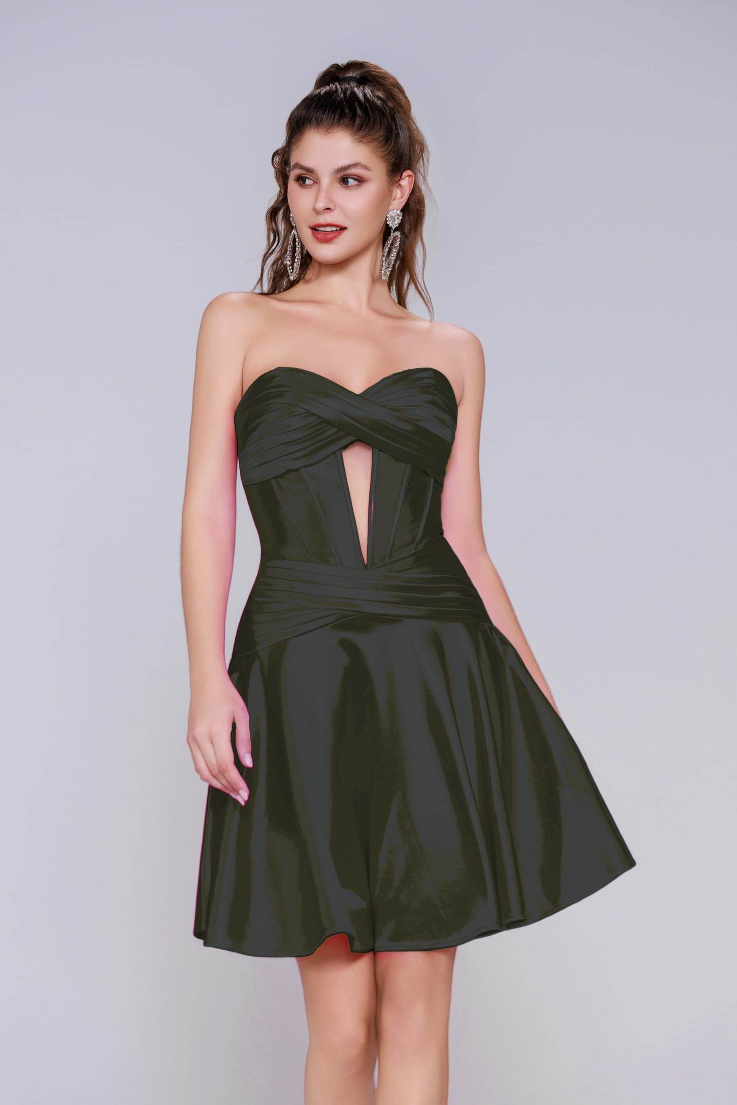 A-Line Mini Stretch Satin Homecoming Dress CS1035 - COCOMELODY