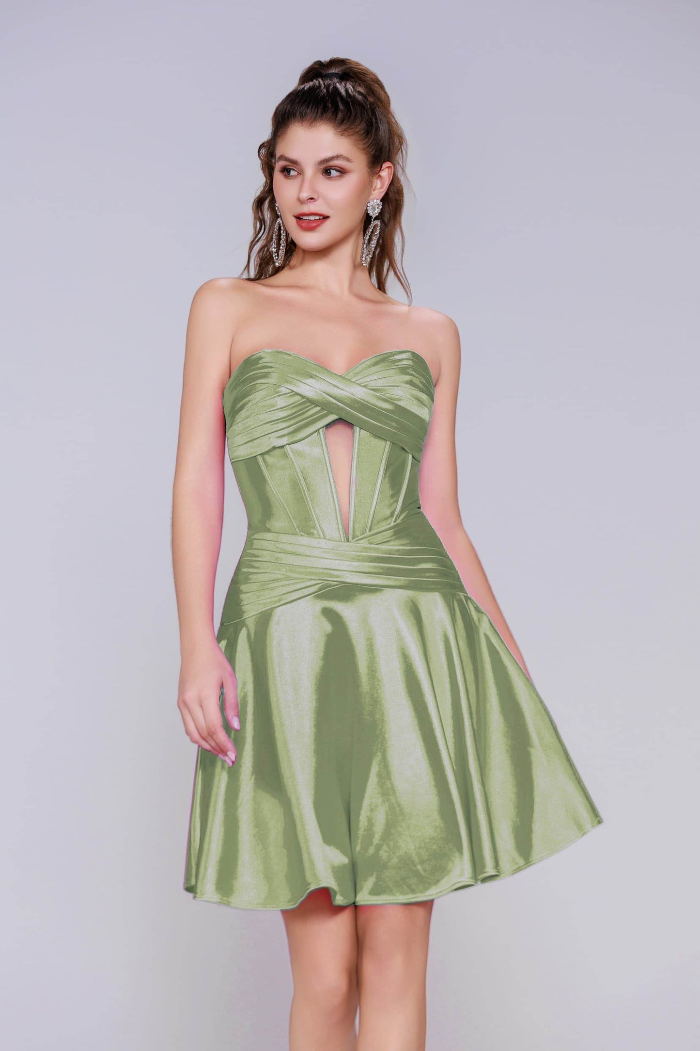 A-Line Mini Stretch Satin Homecoming Dress CS1035 - COCOMELODY