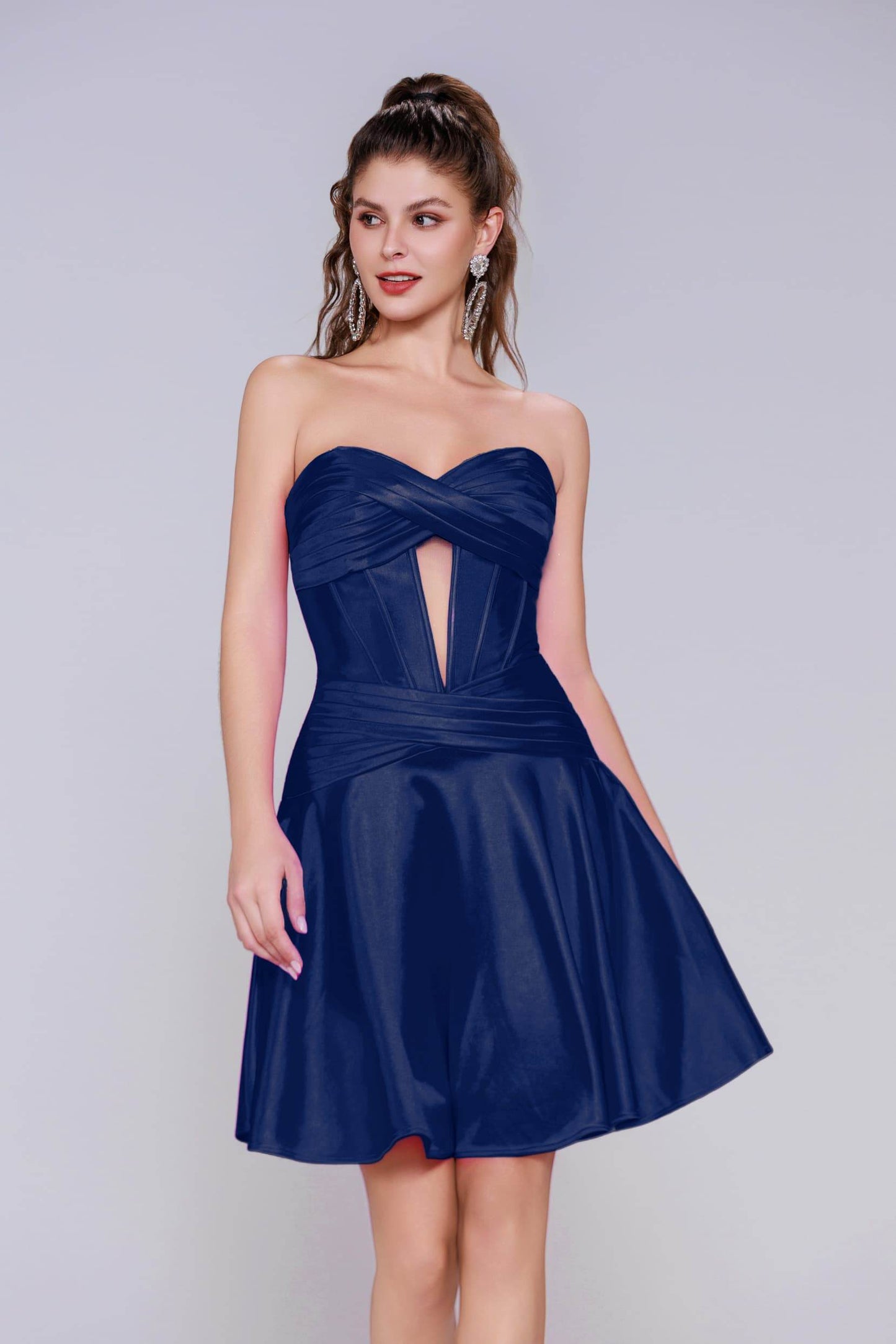 A-Line Mini Stretch Satin Homecoming Dress CS1035 - COCOMELODY