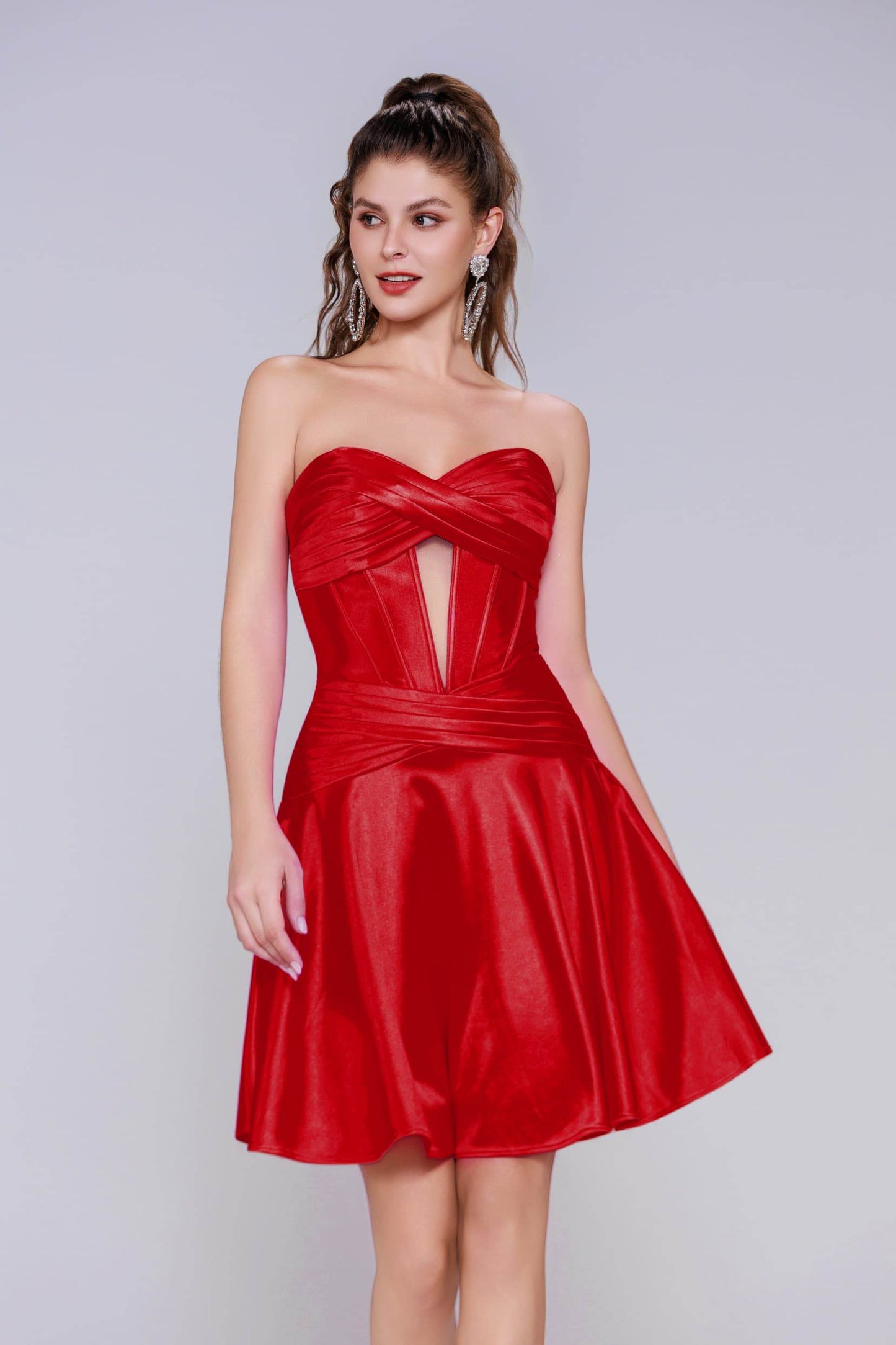 A-Line Mini Stretch Satin Homecoming Dress CS1035 - COCOMELODY