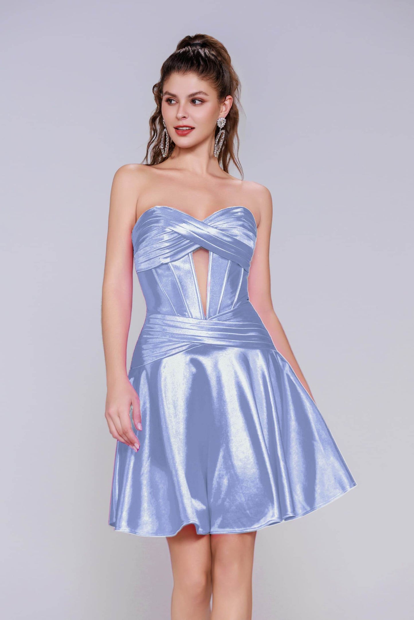 A-Line Mini Stretch Satin Homecoming Dress CS1035 - COCOMELODY