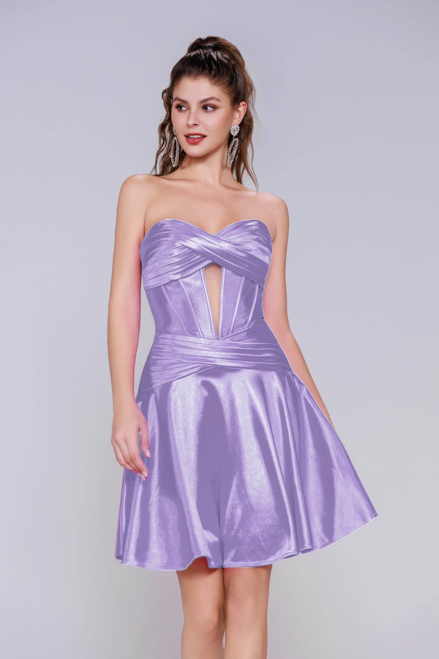 A-Line Mini Stretch Satin Homecoming Dress CS1035 - COCOMELODY