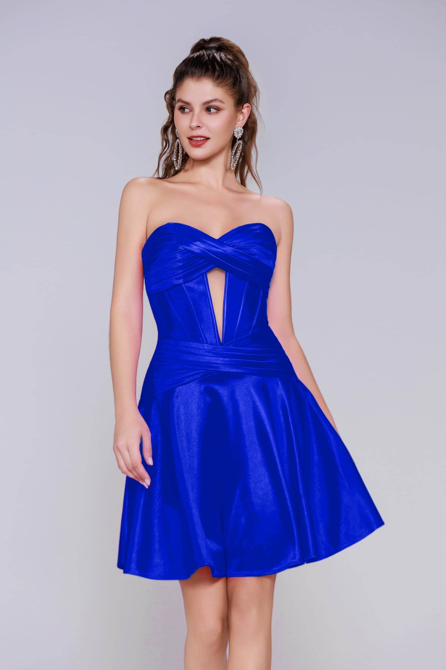 A-Line Mini Stretch Satin Homecoming Dress CS1035 - COCOMELODY