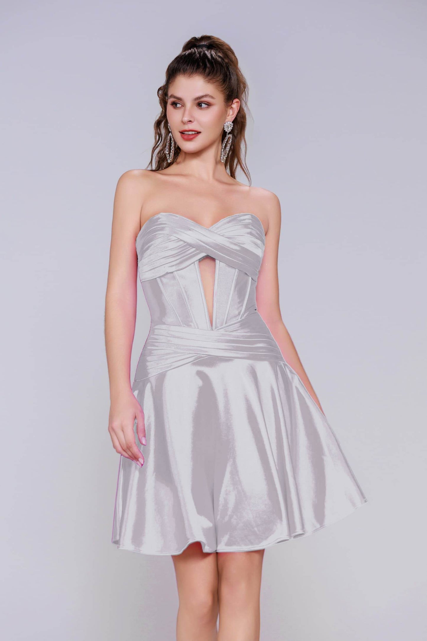 A-Line Mini Stretch Satin Homecoming Dress CS1035 - COCOMELODY