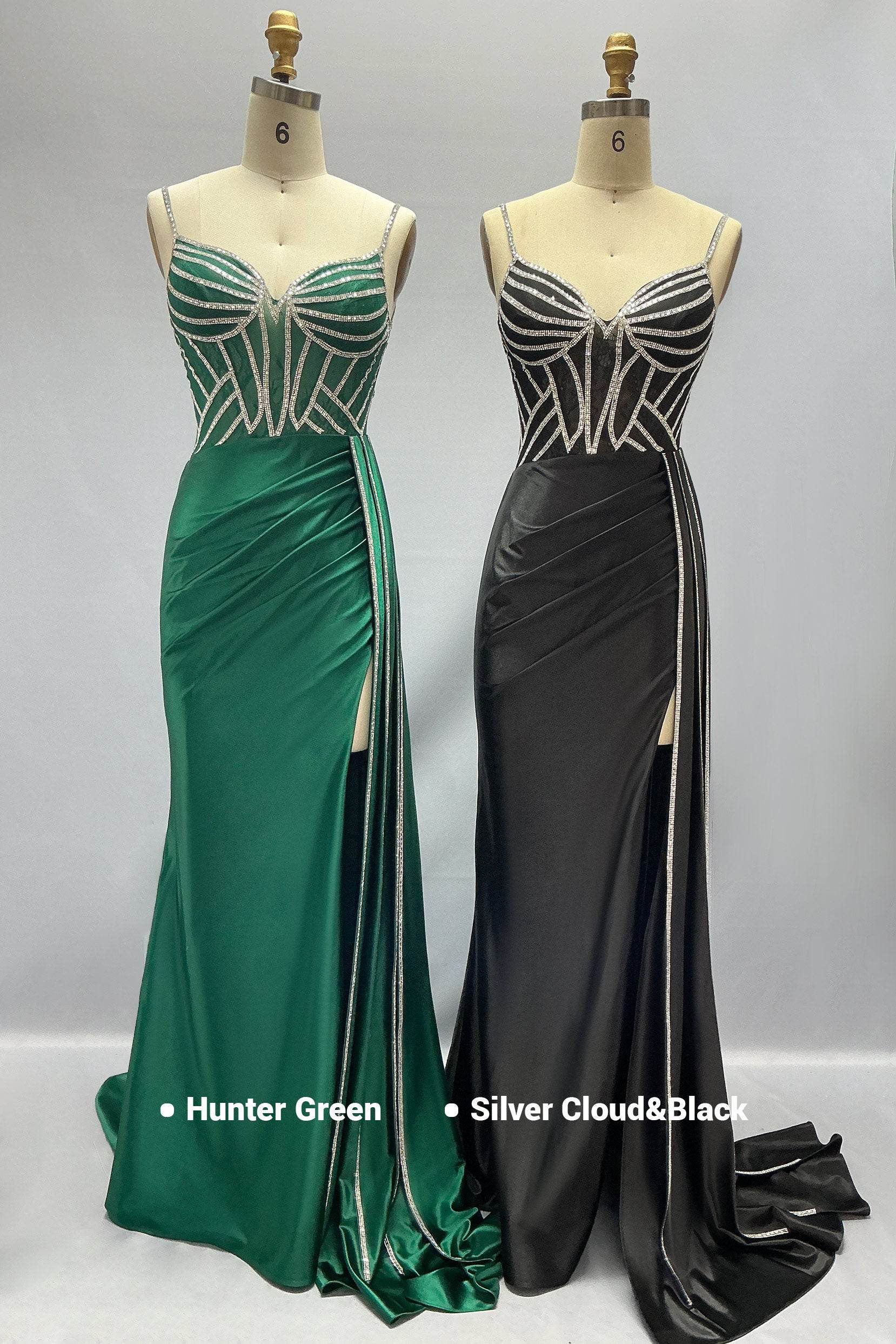 Sheath-Column Sweep-Brush Train Stretch Satin Prom Dress CS1042 - COCOMELODY