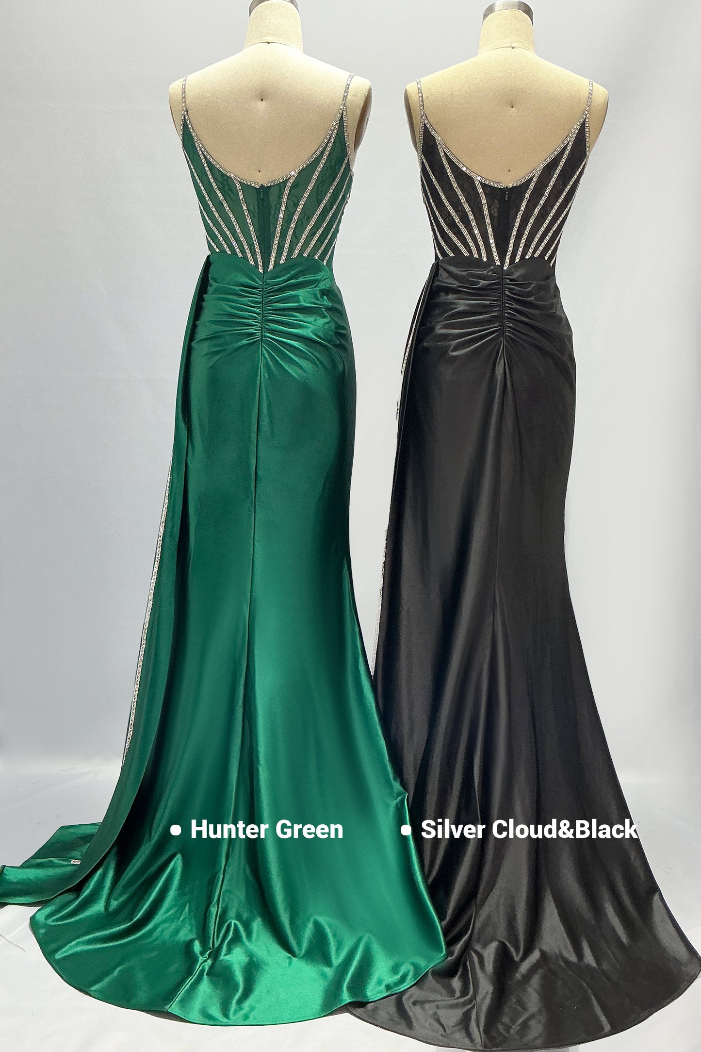 Sheath-Column Sweep-Brush Train Stretch Satin Prom Dress CS1042