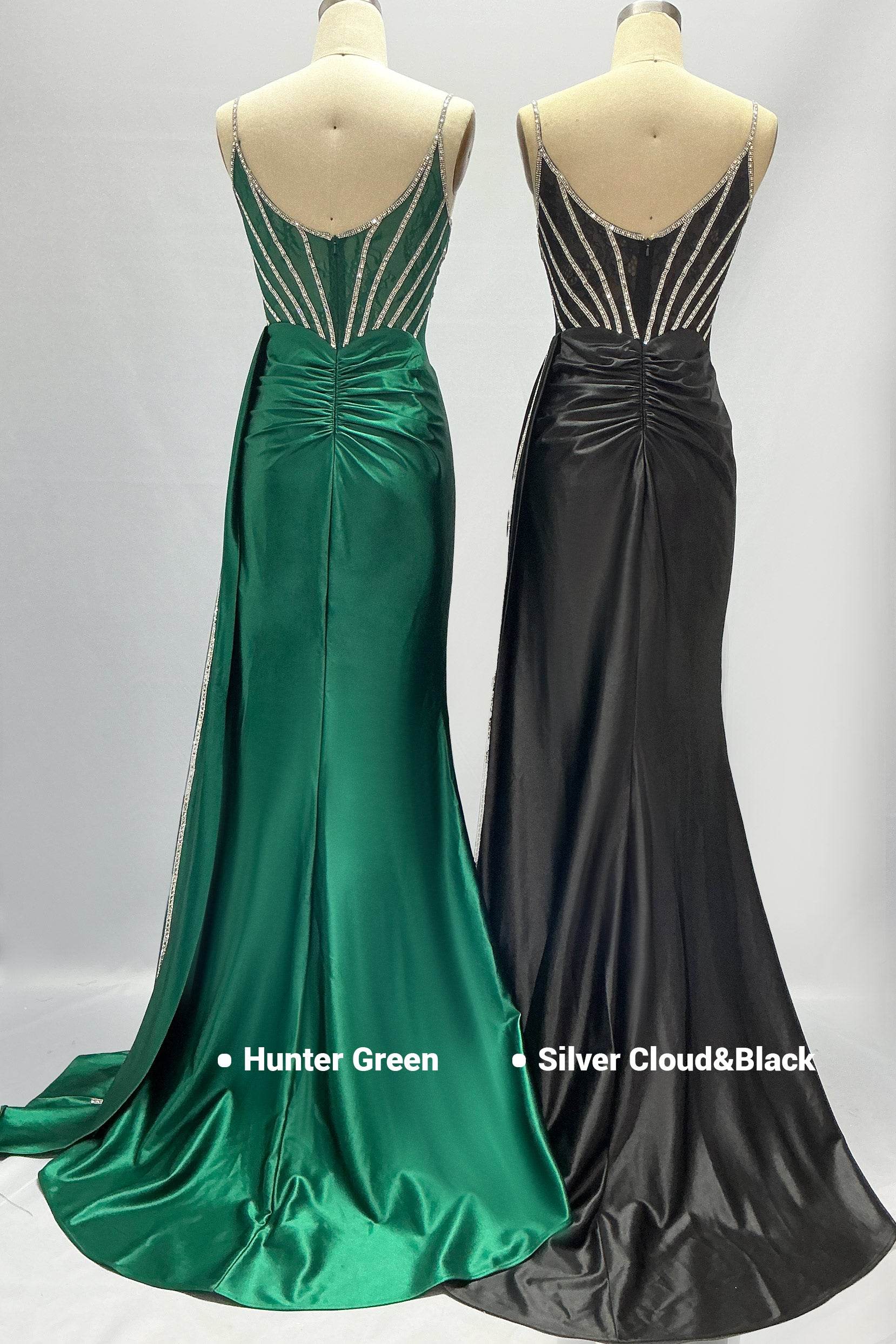 Sheath-Column Sweep-Brush Train Stretch Satin Prom Dress CS1042 - COCOMELODY