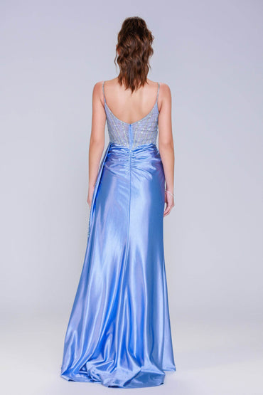 Sheath-Column Sweep-Brush Train Stretch Satin Prom Dress CS1042 - COCOMELODY