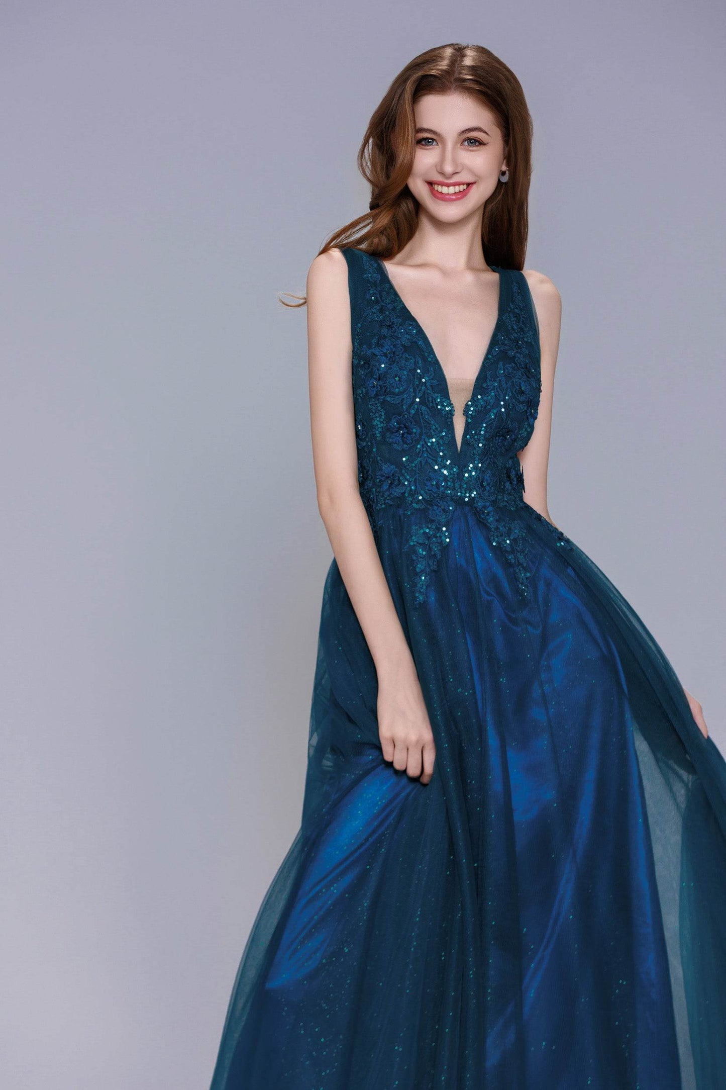 A-Line Maxi Tulle Prom Dress CS1045 - COCOMELODY
