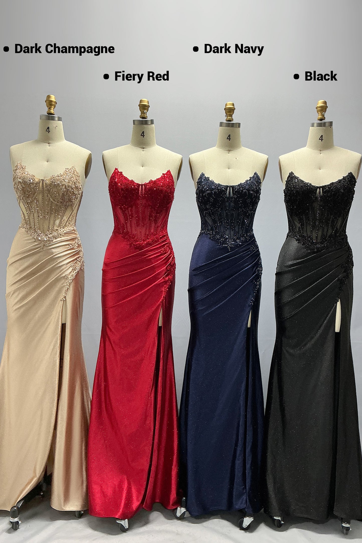 Sheath-Column Sweep-Brush Train Stretch Satin Prom Dress CS1047