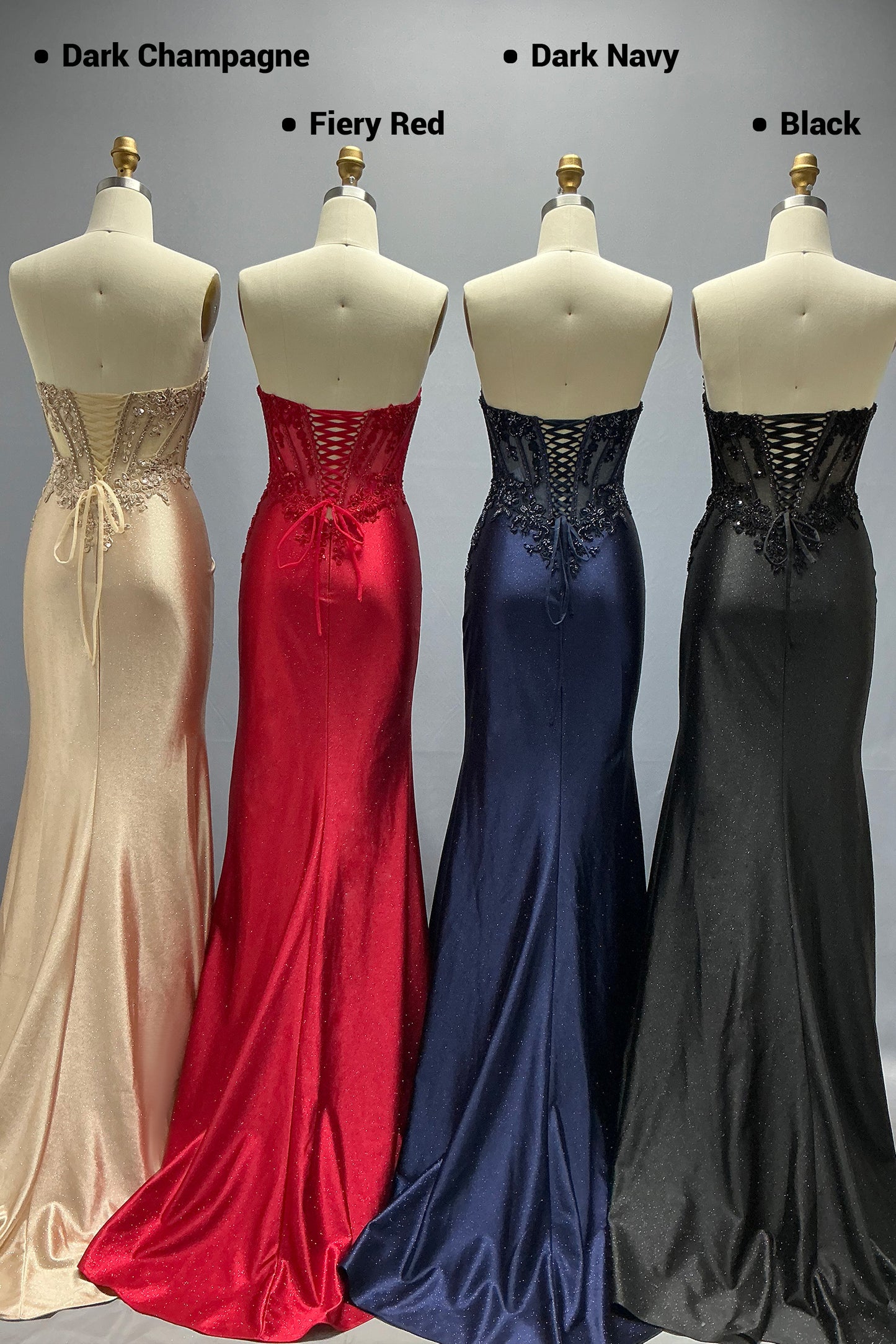 Sheath-Column Sweep-Brush Train Stretch Satin Prom Dress CS1047