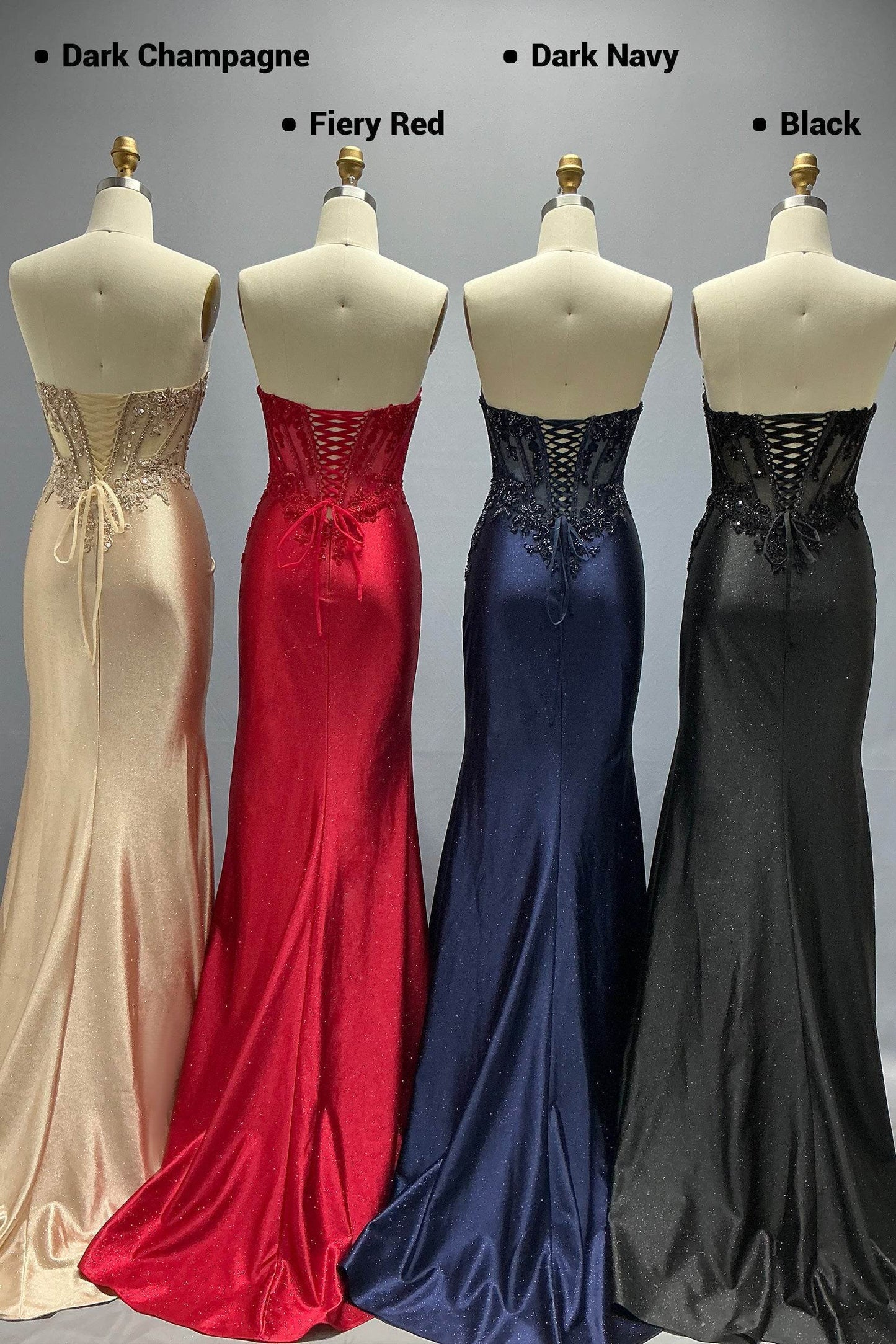 Sheath-Column Sweep-Brush Train Stretch Satin Prom Dress CS1047 - COCOMELODY