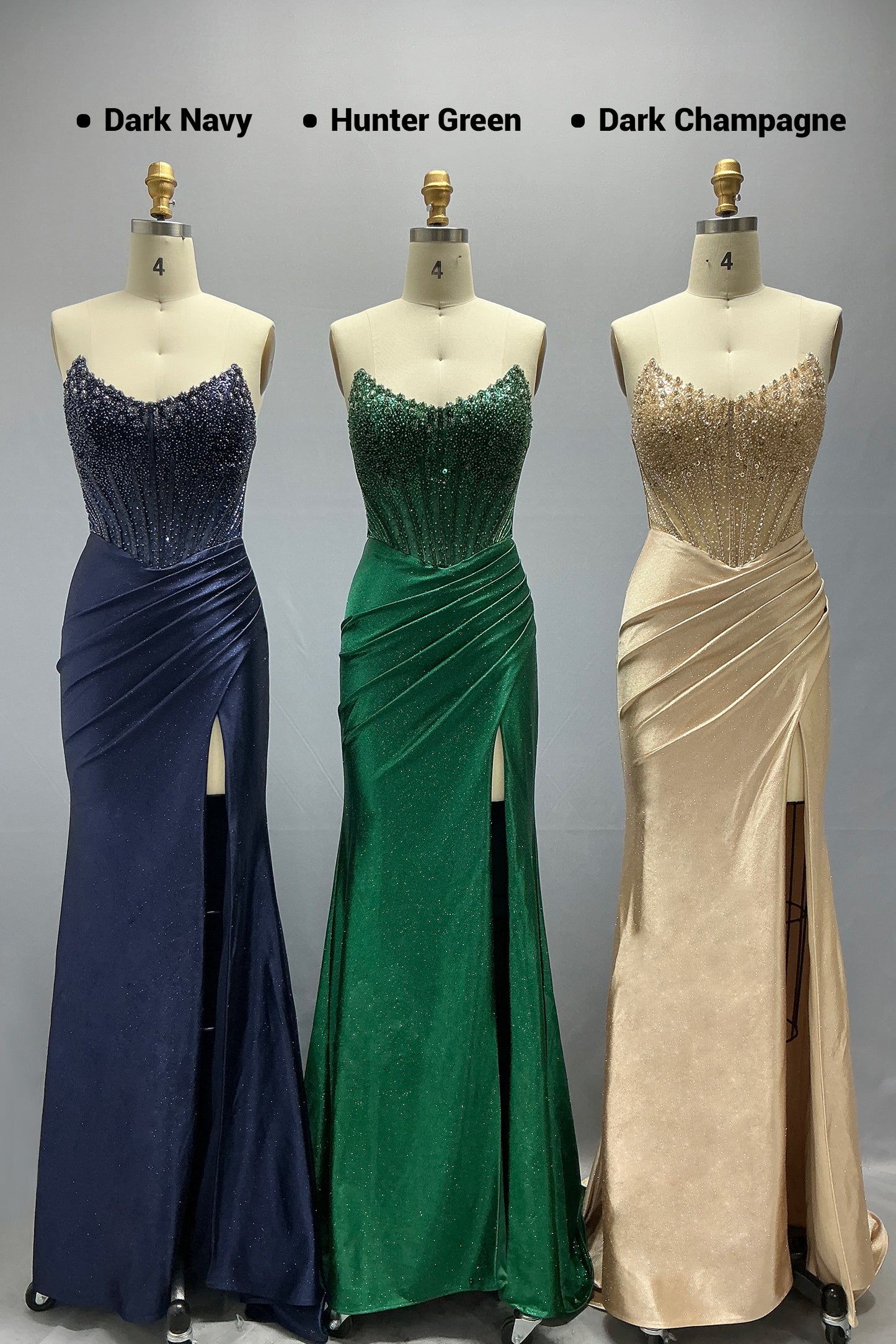 Sheath-Column Sweep-Brush Train Stretch Satin Prom Dress CS1047