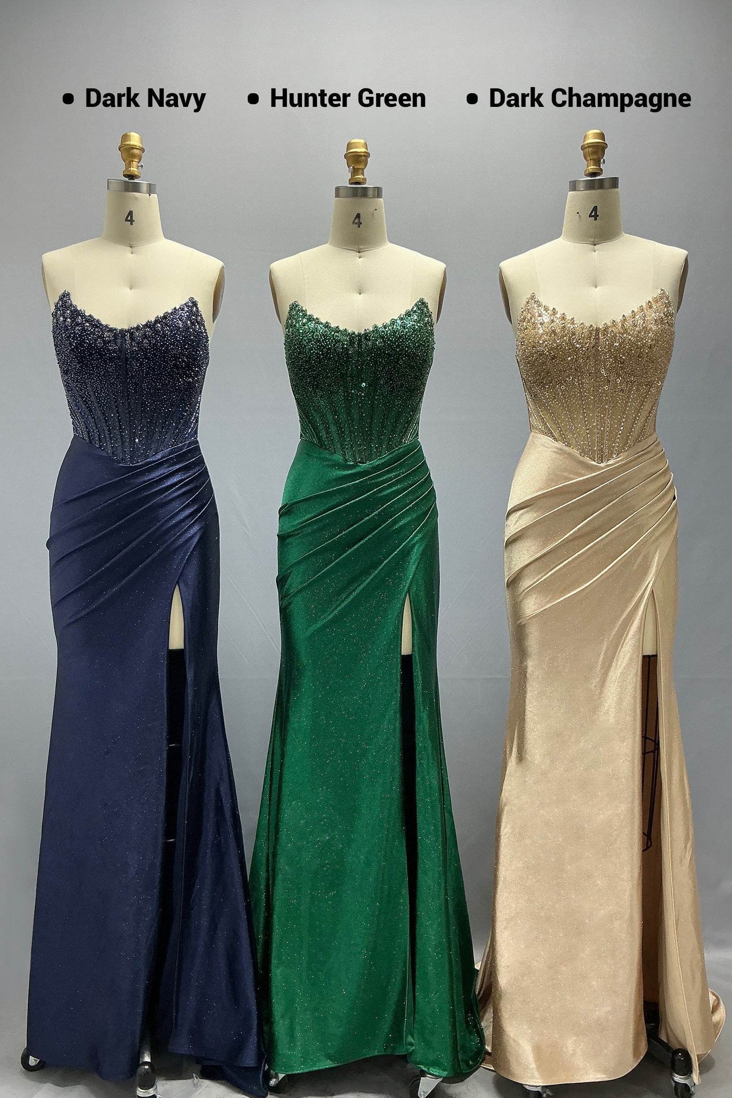 Sheath-Column Sweep-Brush Train Stretch Satin Prom Dress CS1047 - COCOMELODY