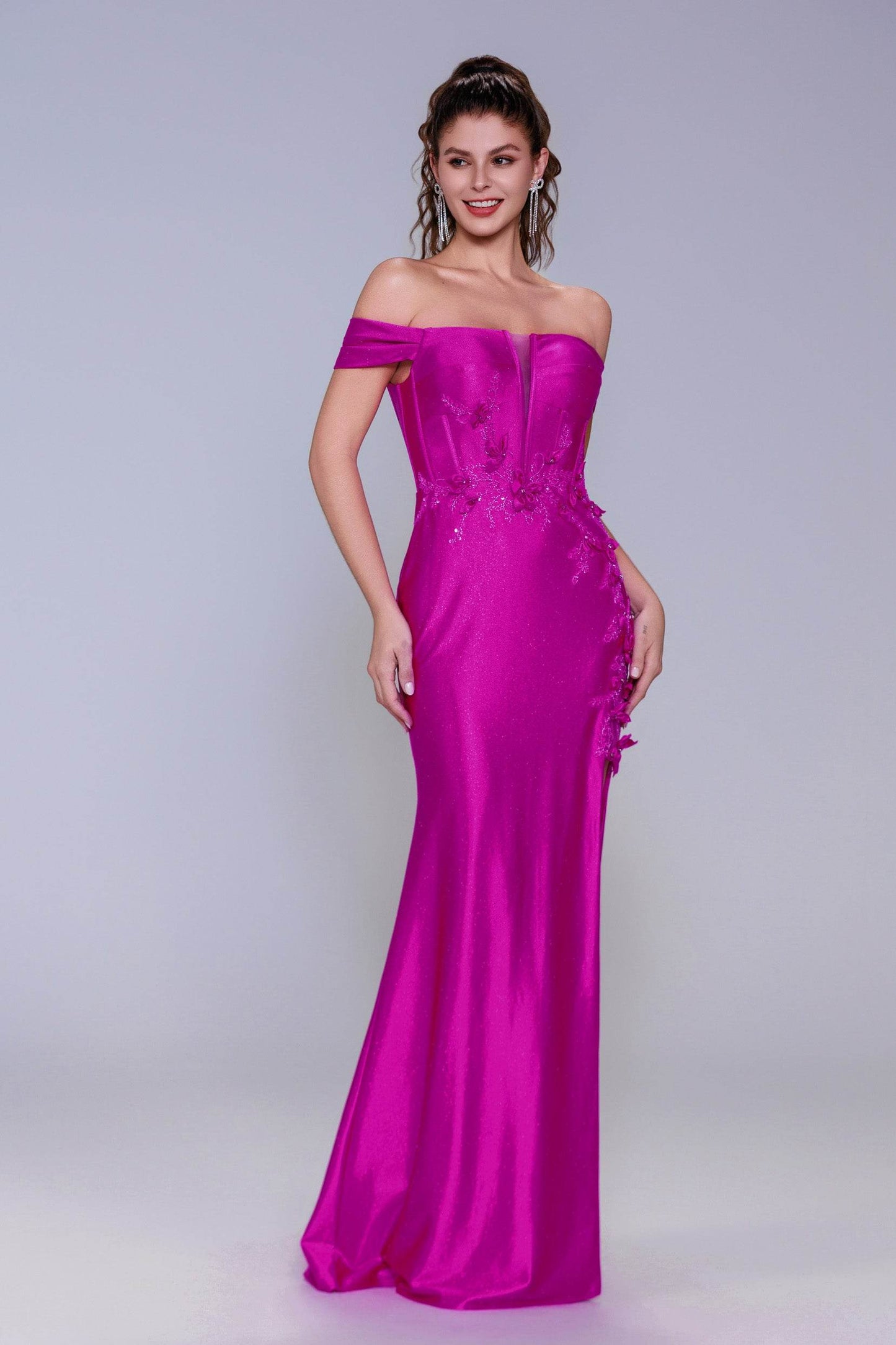 Sheath-Column Sweep-Brush Train Stretch Satin Prom Dress CS1050 - COCOMELODY