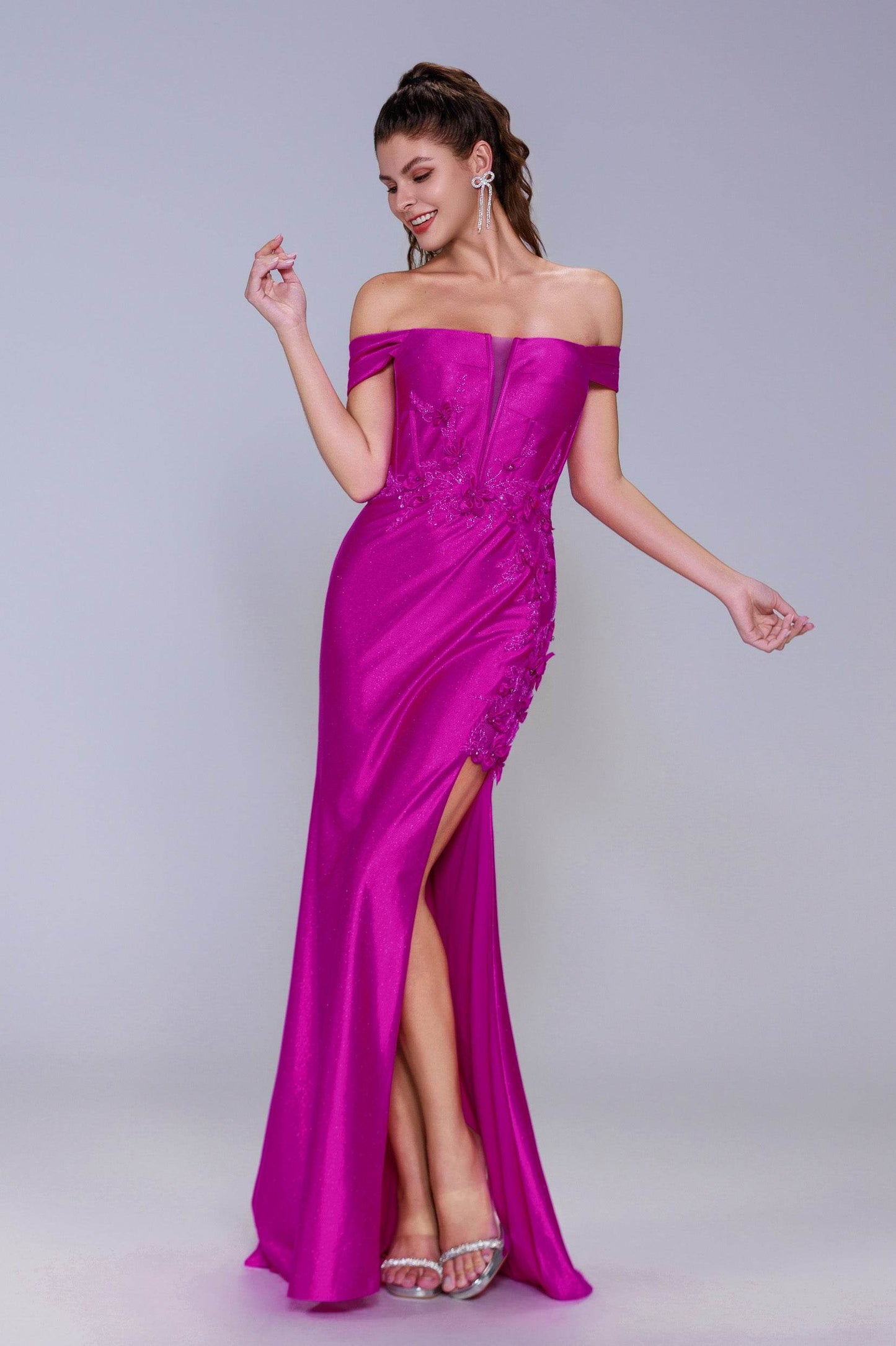 Sheath-Column Sweep-Brush Train Stretch Satin Prom Dress CS1050 - COCOMELODY