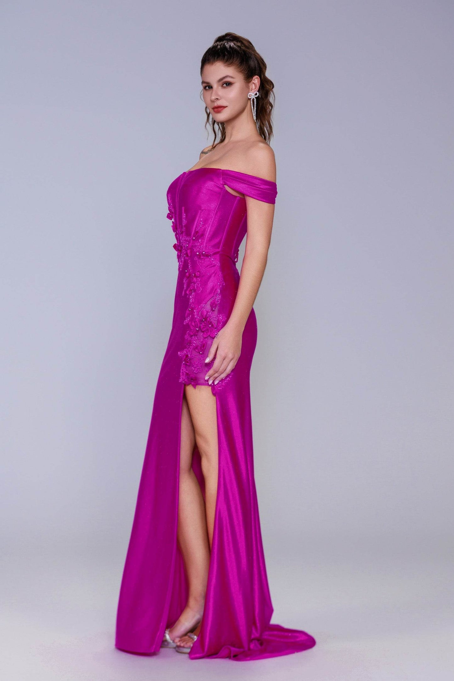 Sheath-Column Sweep-Brush Train Stretch Satin Prom Dress CS1050 - COCOMELODY