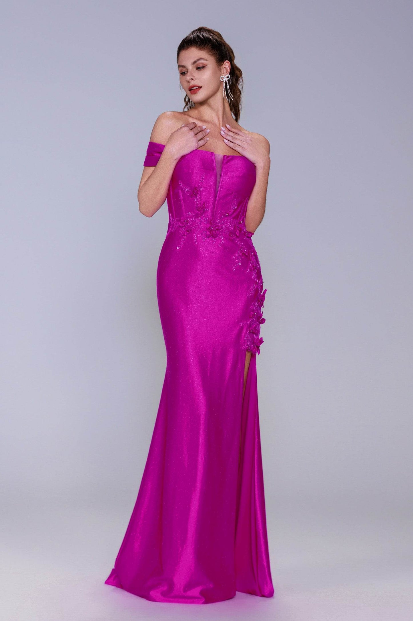 Sheath-Column Sweep-Brush Train Stretch Satin Prom Dress CS1050 - COCOMELODY