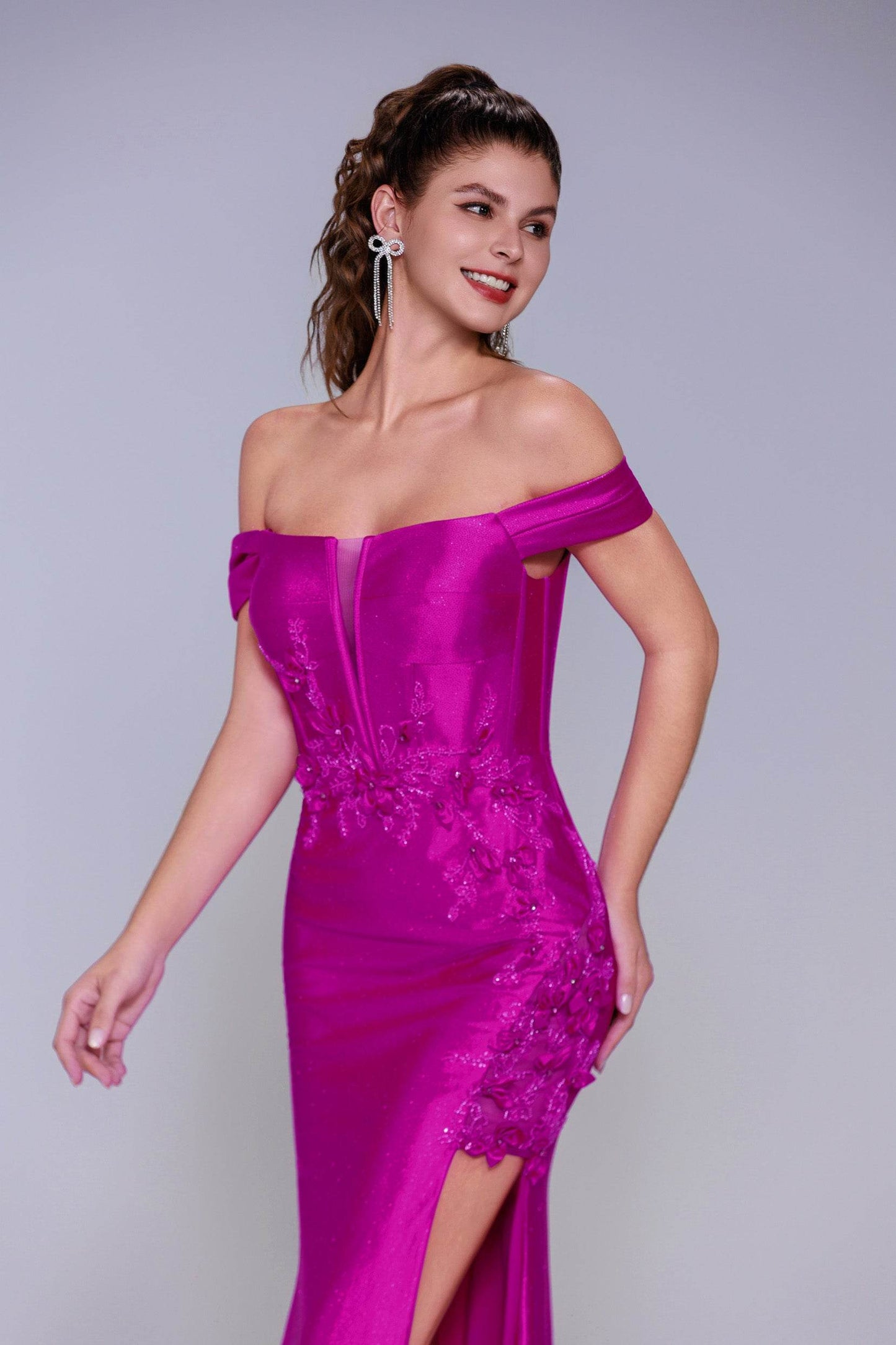 Sheath-Column Sweep-Brush Train Stretch Satin Prom Dress CS1050 - COCOMELODY