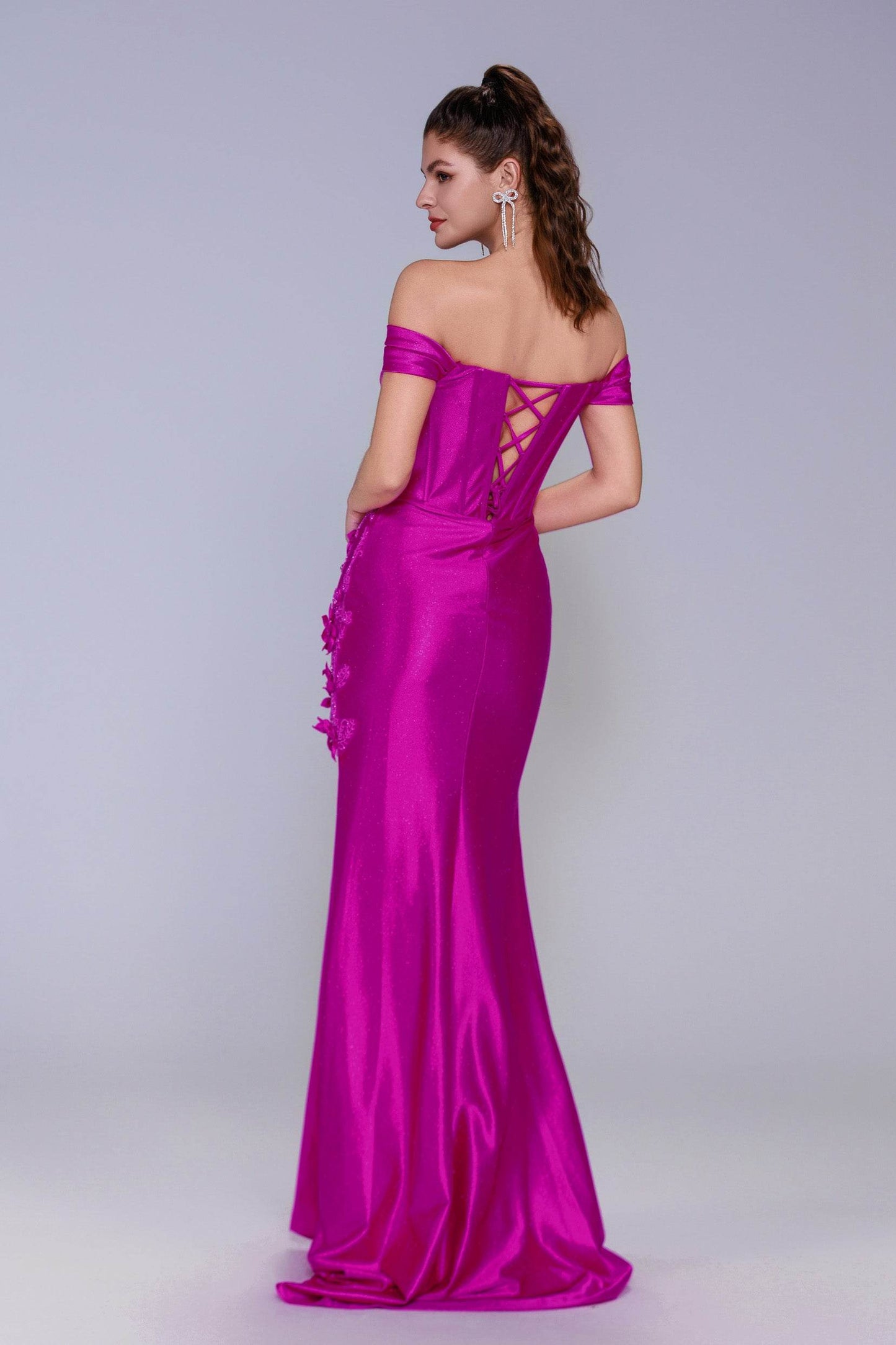 Sheath-Column Sweep-Brush Train Stretch Satin Prom Dress CS1050 - COCOMELODY