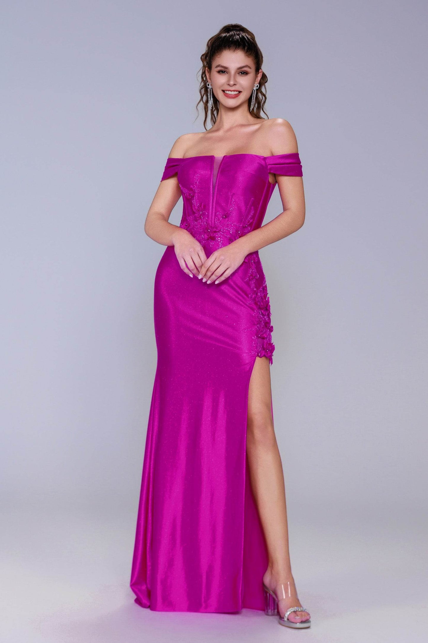 Sheath-Column Sweep-Brush Train Stretch Satin Prom Dress CS1050 - COCOMELODY