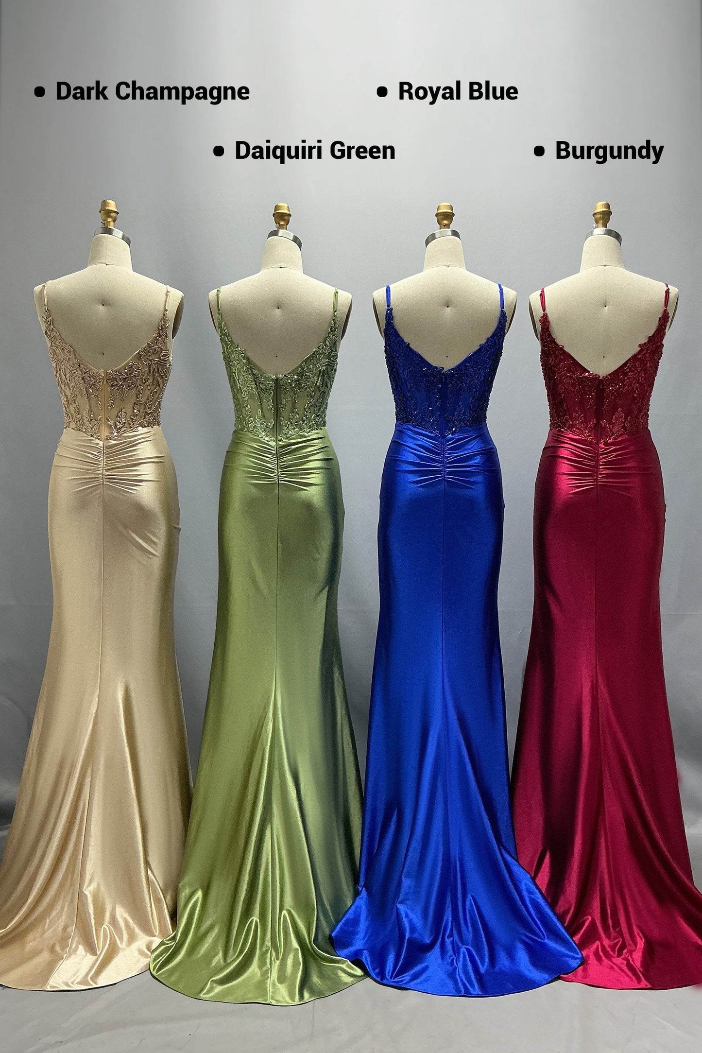 Sheath-Column Sweep-Brush Train Stretch Satin Prom Dress CS1051 - COCOMELODY