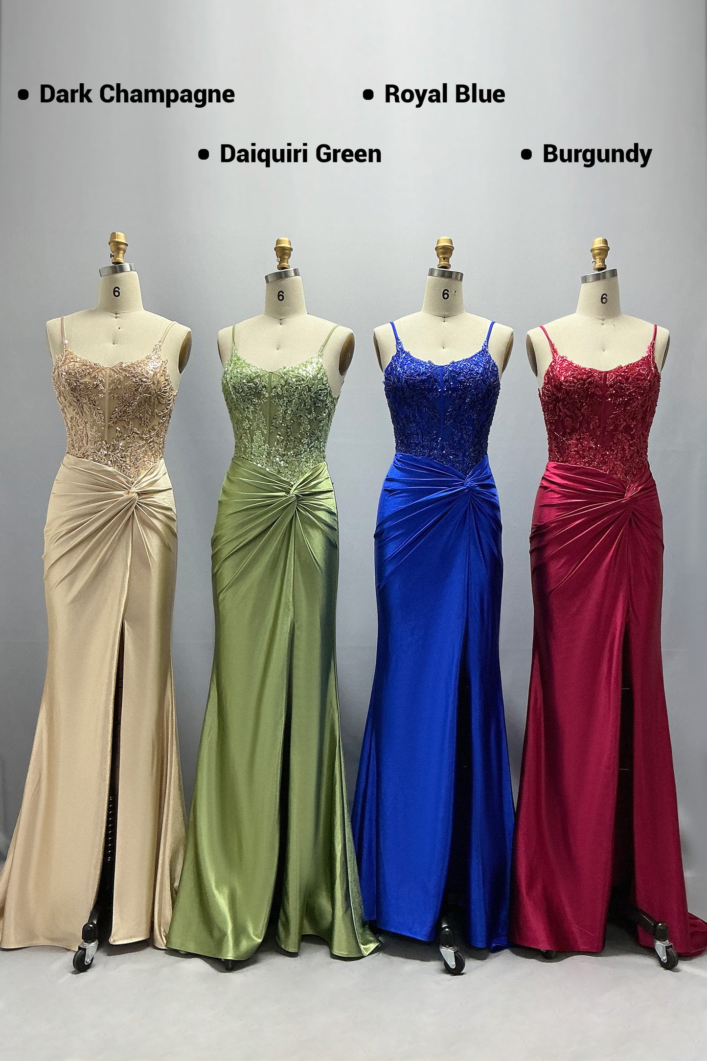 Sheath-Column Sweep-Brush Train Stretch Satin Prom Dress CS1051