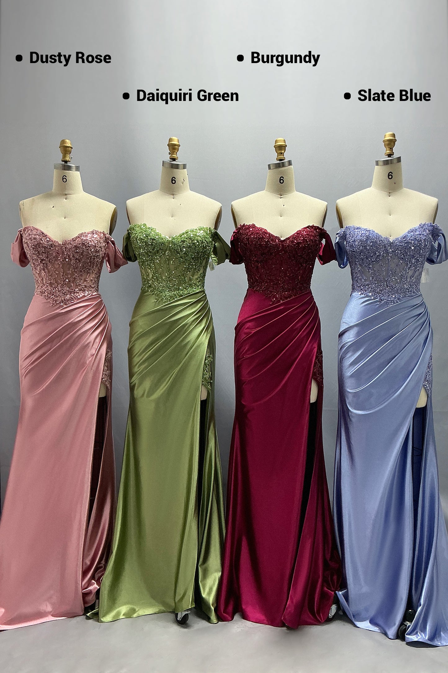 Sheath-Column Sweep-Brush Train Stretch Satin Prom Dress CS1052