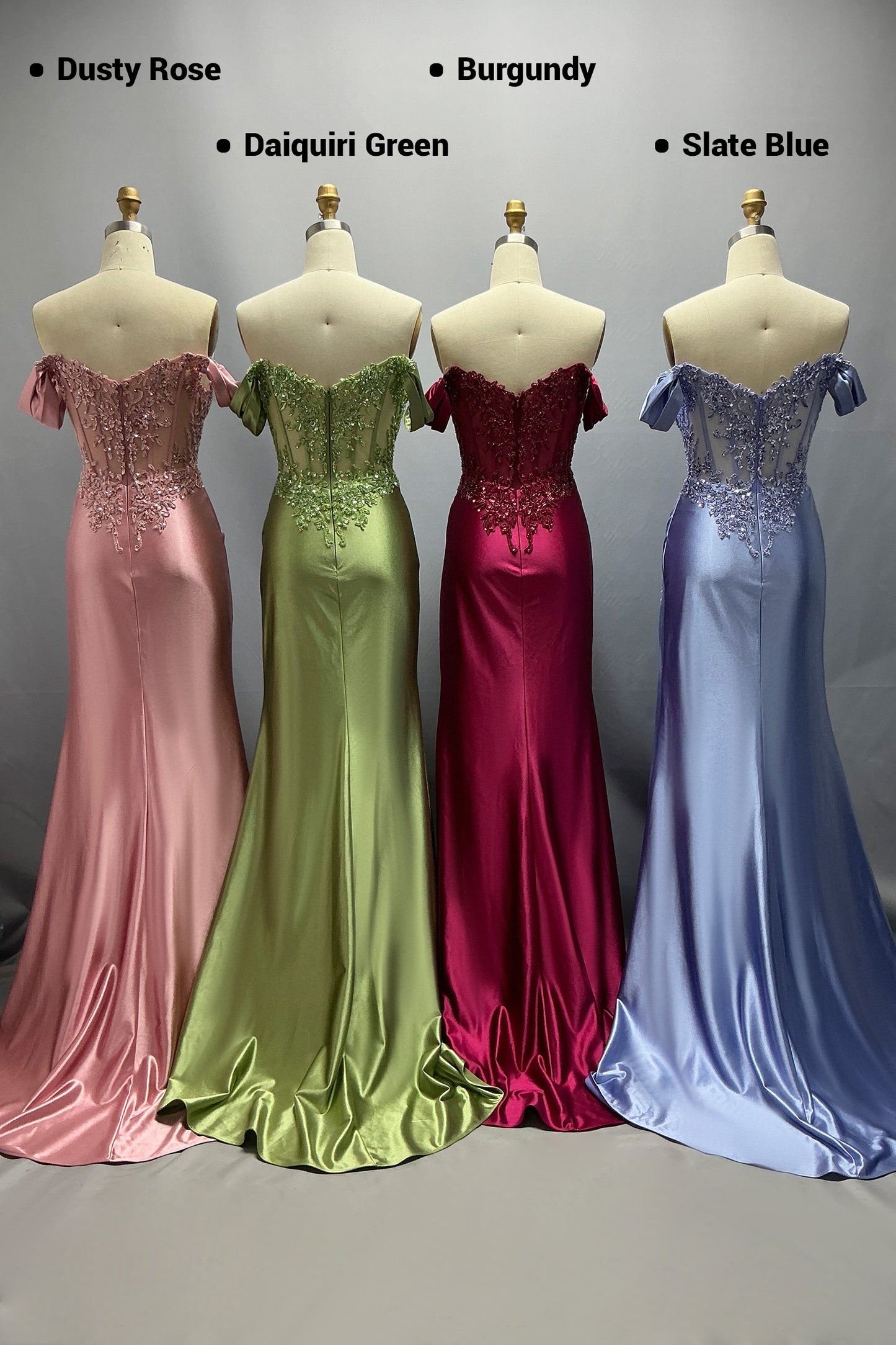 Sheath-Column Sweep-Brush Train Stretch Satin Prom Dress CS1052