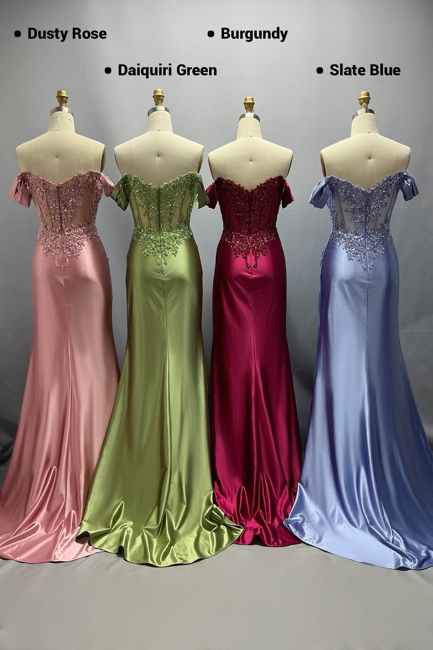 Sheath-Column Sweep-Brush Train Stretch Satin Prom Dress CS1052 - COCOMELODY