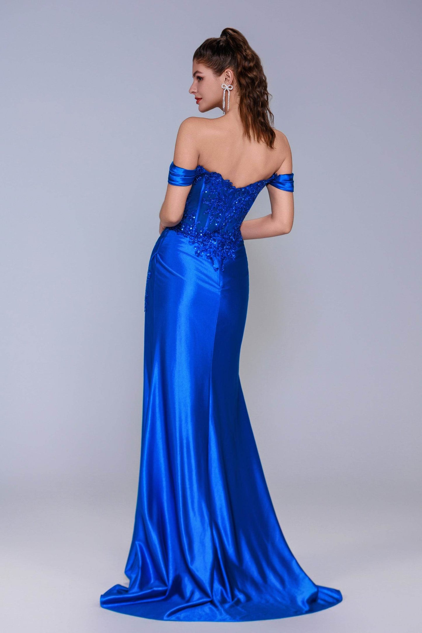 Sheath-Column Sweep-Brush Train Stretch Satin Prom Dress CS1052 - COCOMELODY