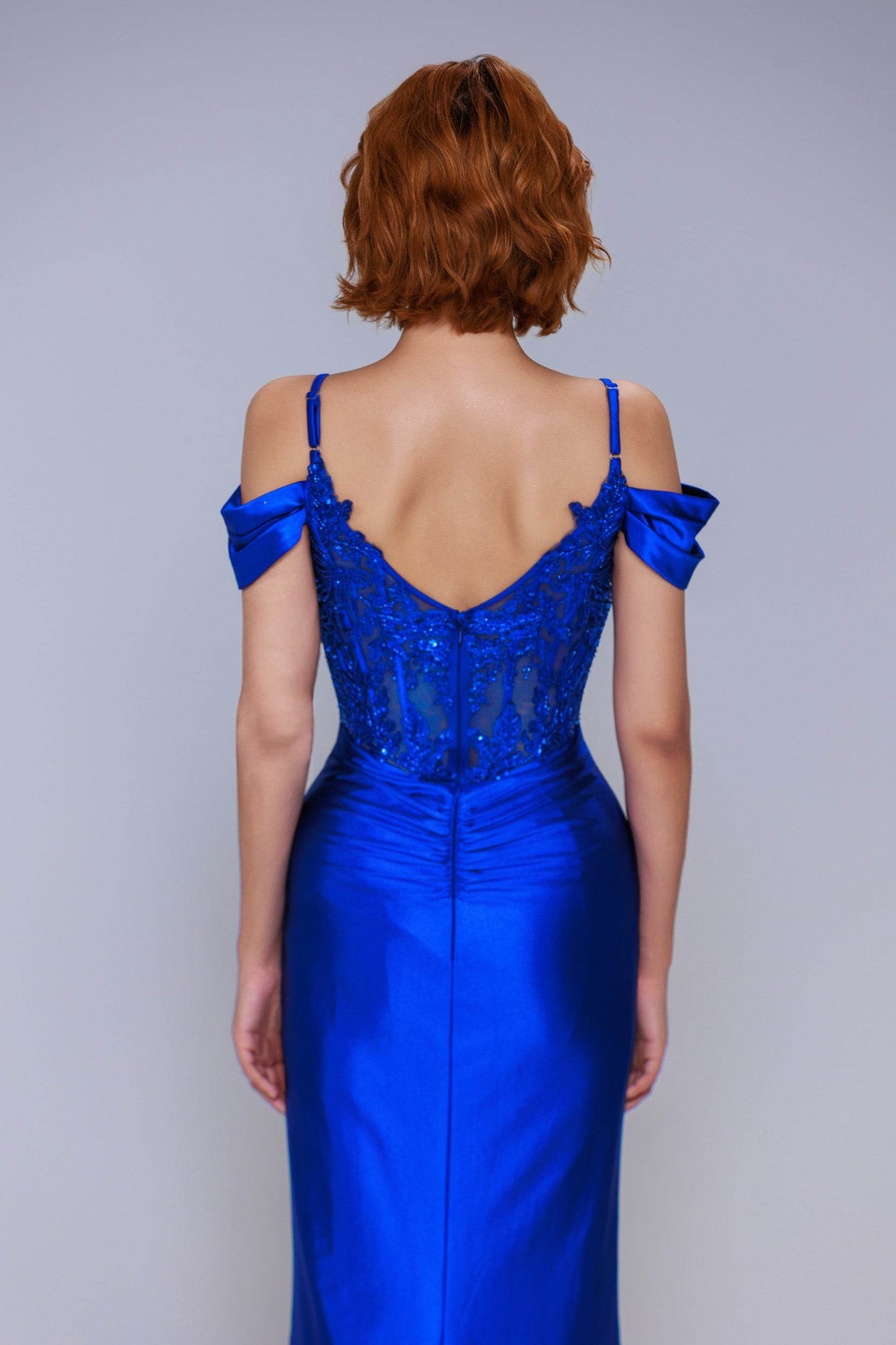Sheath-Column Sweep-Brush Train Stretch Satin Prom Dress CS1053 - COCOMELODY
