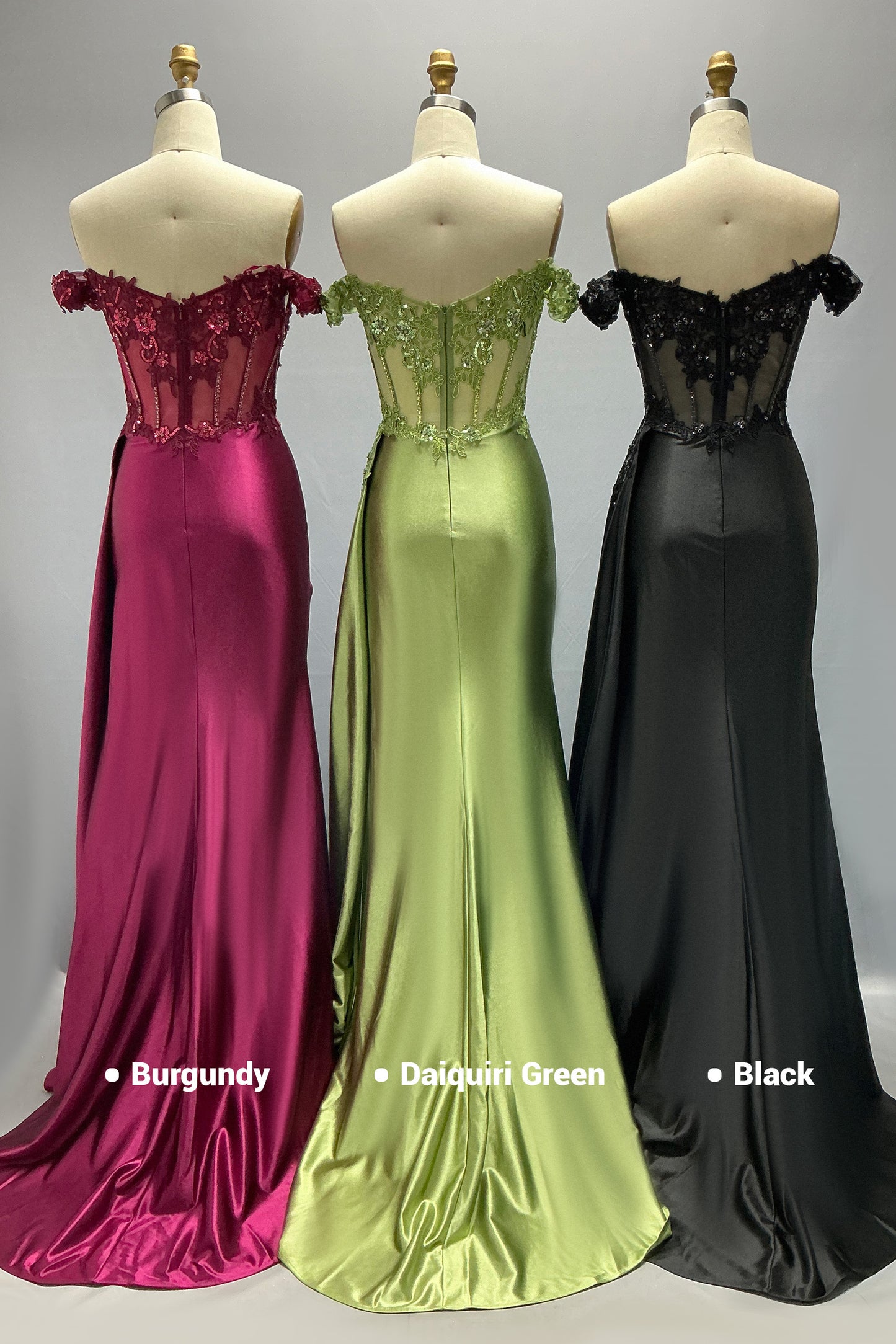 Sheath-Column Sweep-Brush Train Stretch Satin Prom Dress CS1053