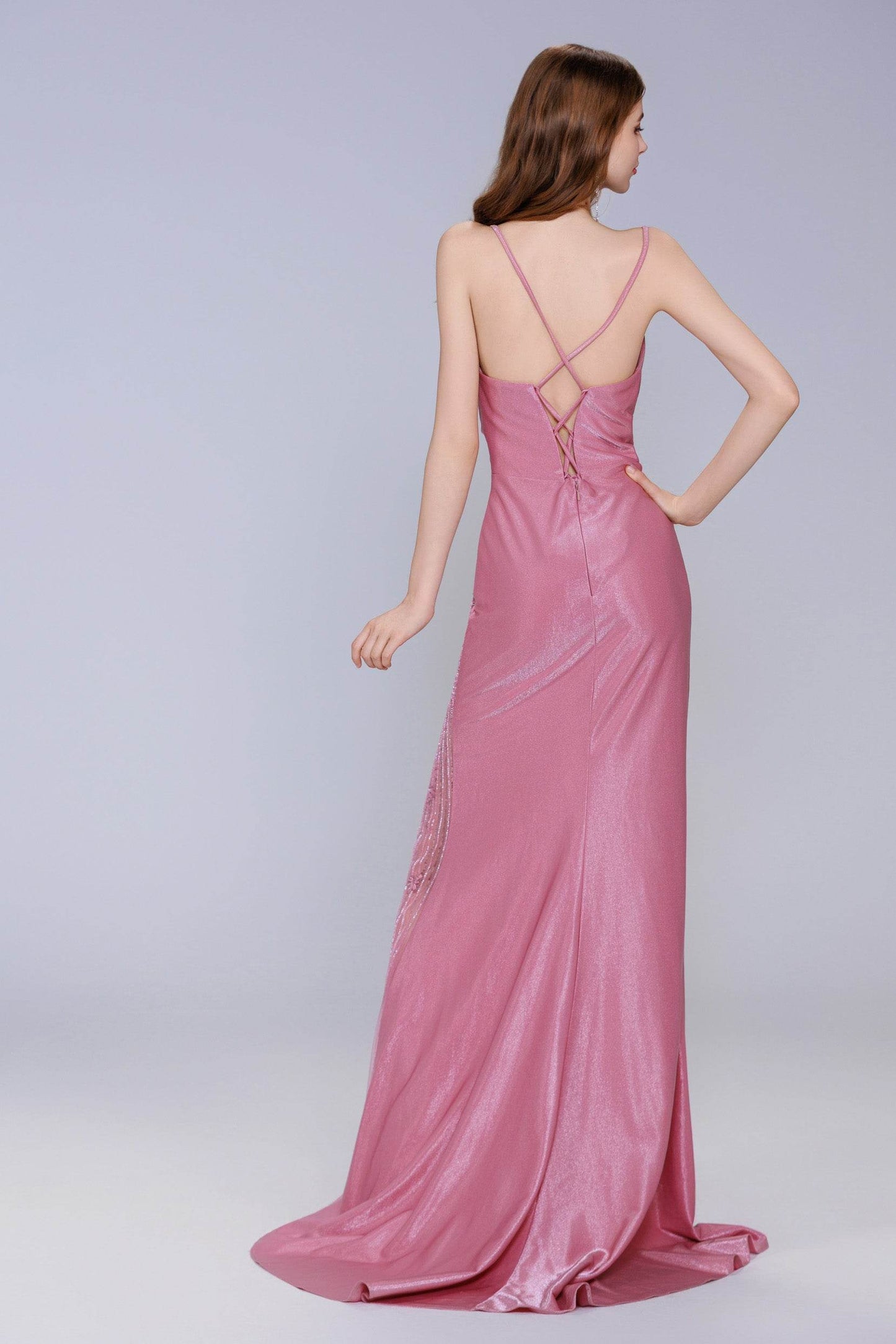 Sheath-Column Sweep-Brush Train Stretch Satin Prom Dress CS1054 - COCOMELODY