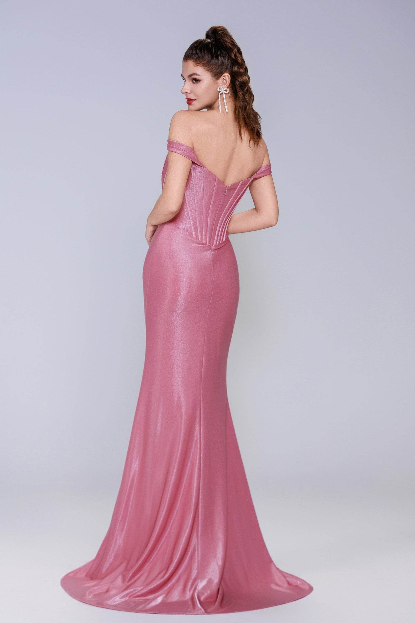 Sheath-Column Sweep-Brush Train Stretch Satin Prom Dress CS1055 - COCOMELODY