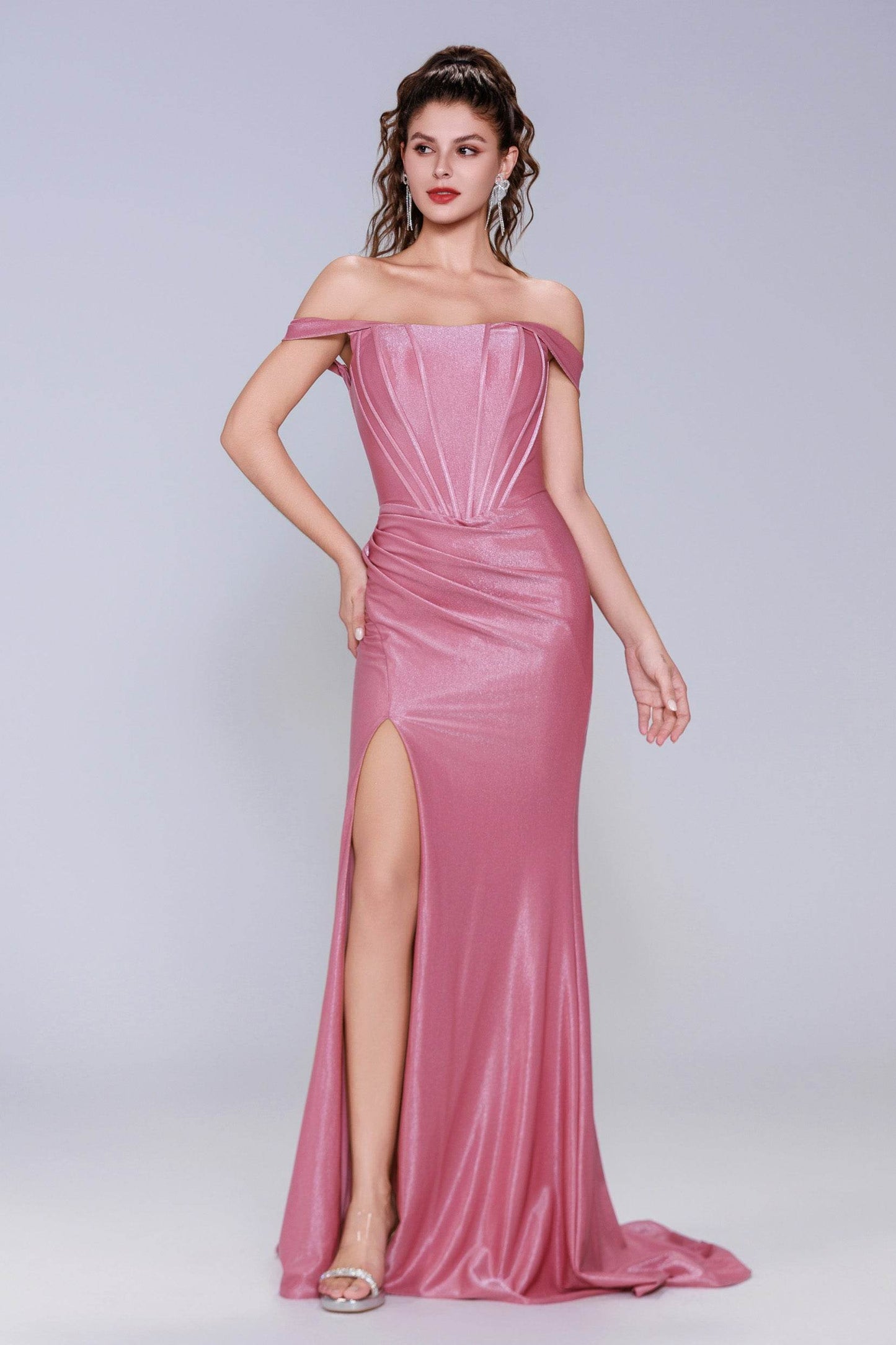 Sheath-Column Sweep-Brush Train Stretch Satin Prom Dress CS1055 - COCOMELODY