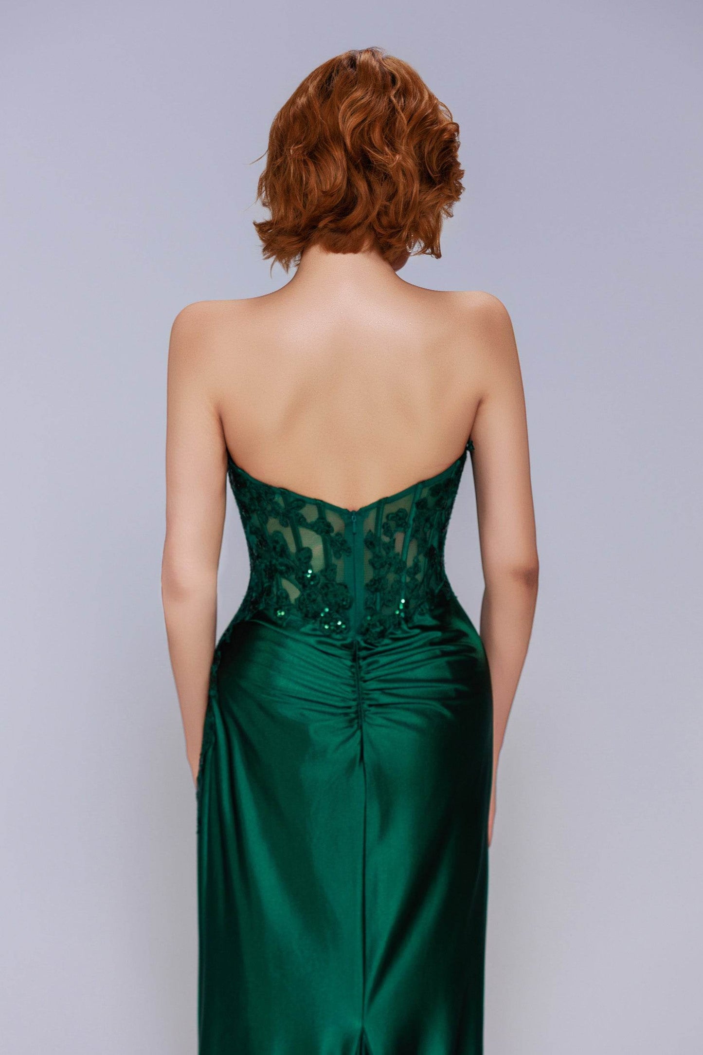Sheath-Column Sweep-Brush Train Stretch Satin Prom Dress CS1056 - COCOMELODY