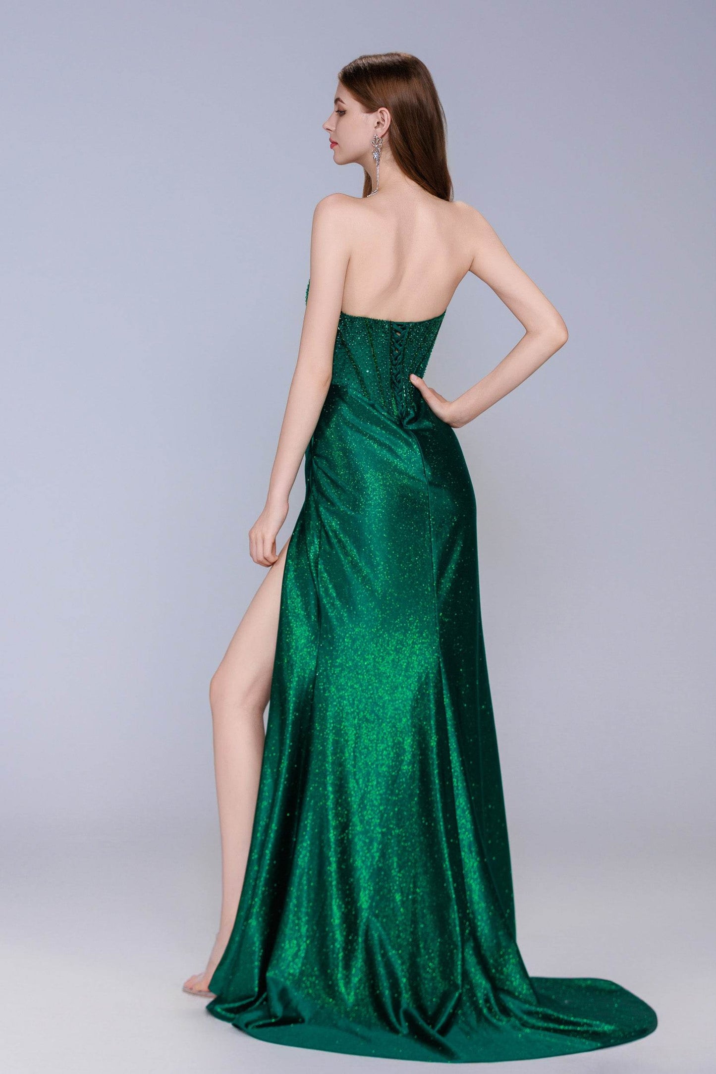 Sheath-Column Sweep-Brush Train Stretch Satin Prom Dress CS1057 - COCOMELODY