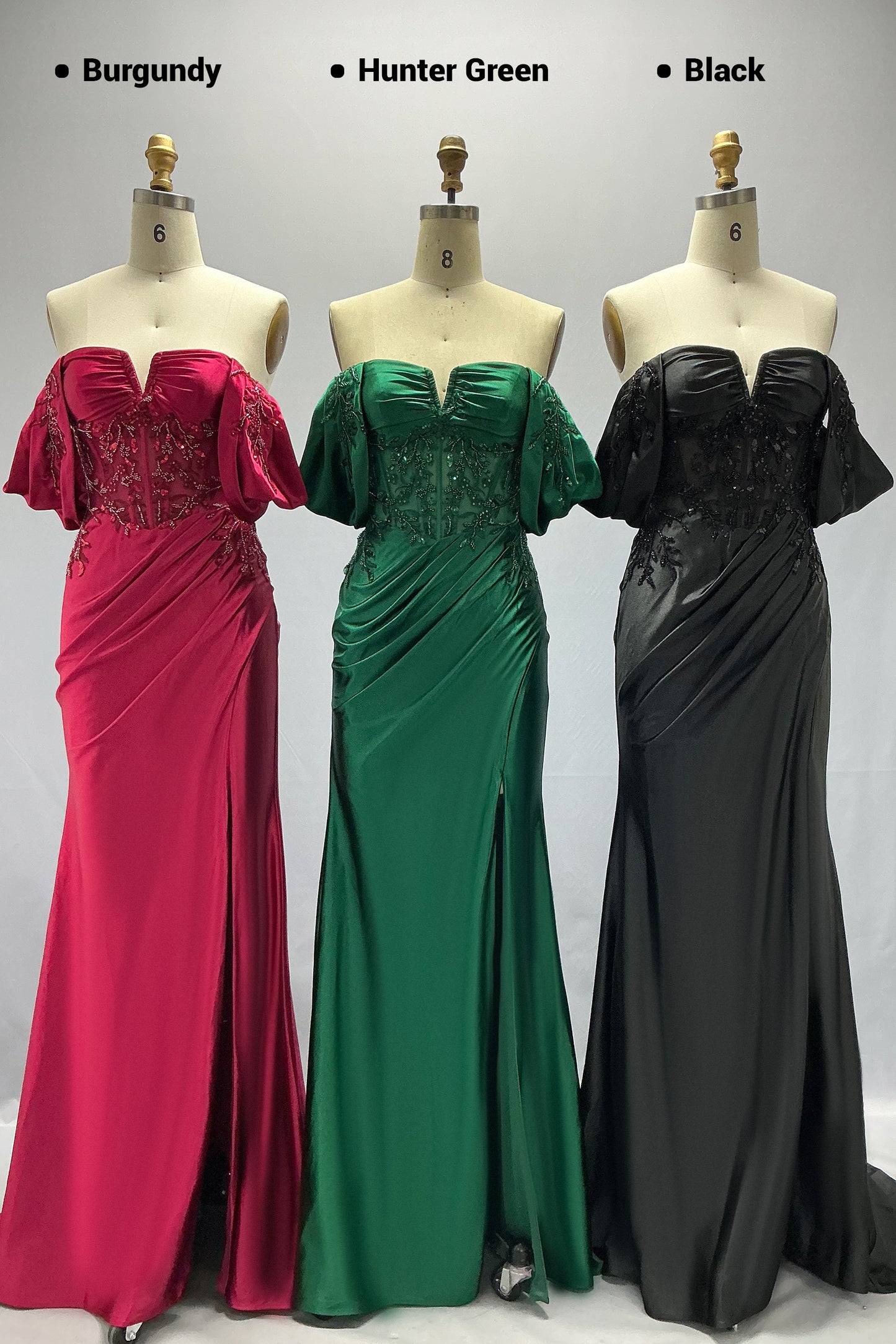 Sheath-Column Sweep-Brush Train Stretch Satin Prom Dress CS1058
