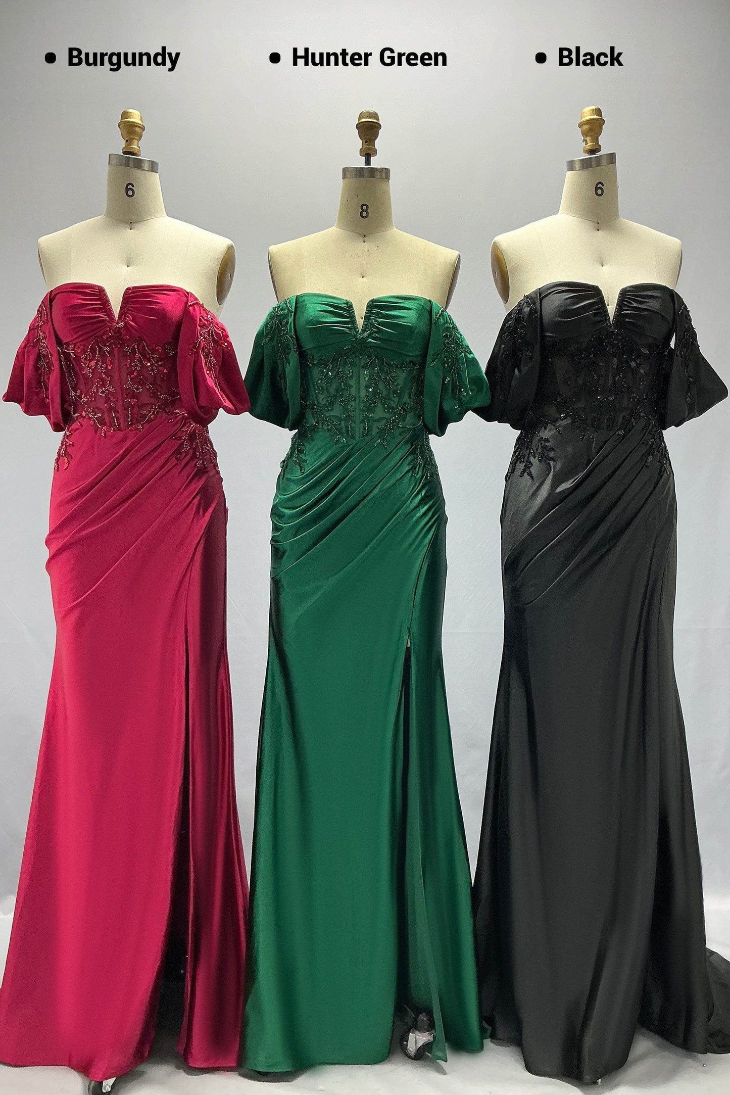 Sheath-Column Sweep-Brush Train Stretch Satin Prom Dress CS1058 - COCOMELODY