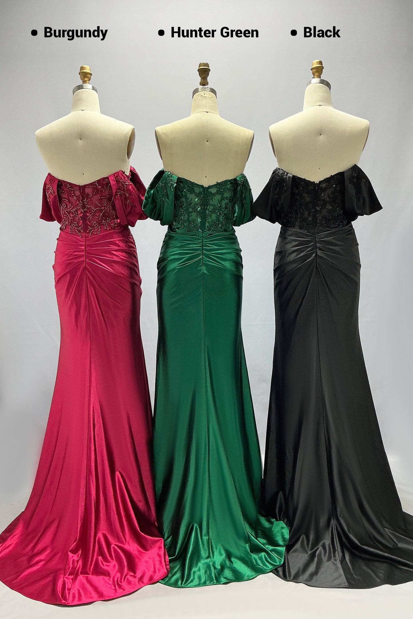Sheath-Column Sweep-Brush Train Stretch Satin Prom Dress CS1058