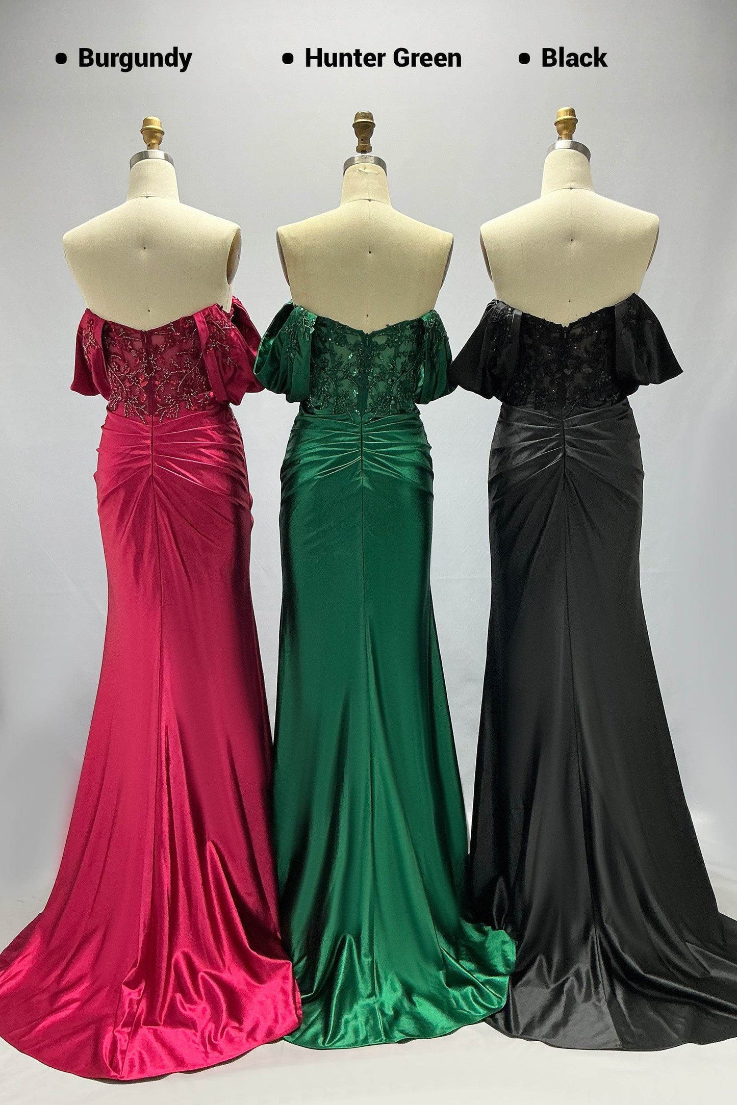 Sheath-Column Sweep-Brush Train Stretch Satin Prom Dress CS1058 - COCOMELODY